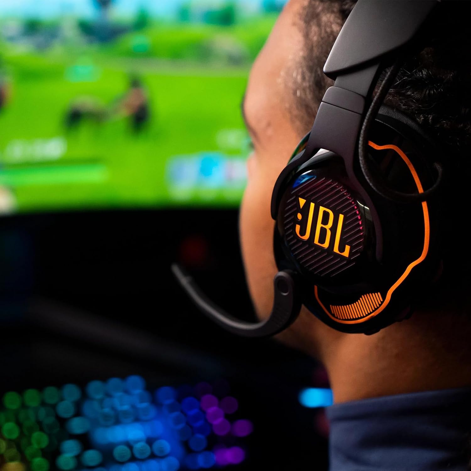 JBL Quantum 910 Wireless Over Ear Gaming Headset with Mic, ANC, 50mm Neodymium Drivers, Spatial Audio, Integrated Head Tracking, 39H Playtime, Low Latency, Boom Mic, 2.4GHz Wireless Dongle (Black) - Zapnet.in