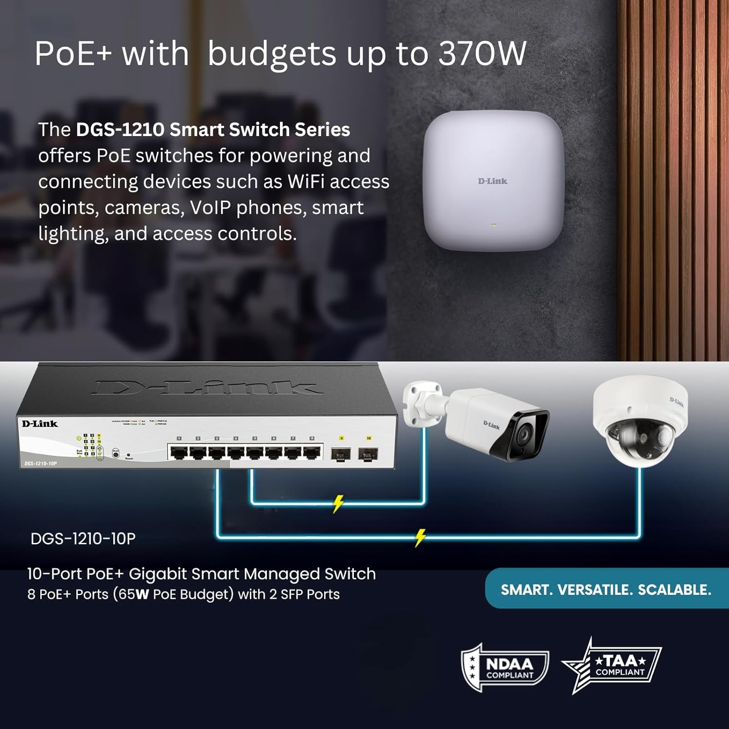 D-LINK DGS-1210-10P 8-Port 10/100/1000M PoE with 2 Combo SFP ports Web Smart Switch