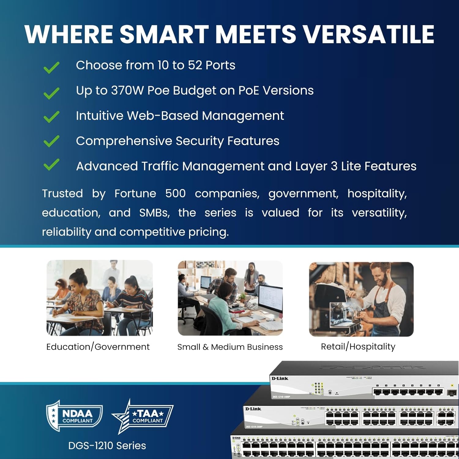 D-LINK DGS-1210-10P 8-Port 10/100/1000M PoE with 2 Combo SFP ports Web Smart Switch