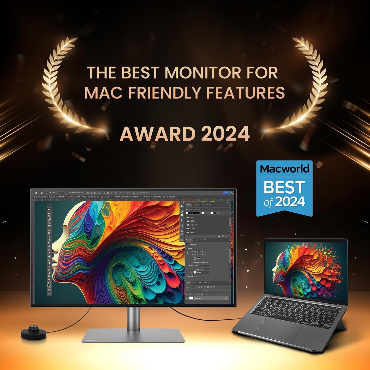 BenQ PD2725U 27 "(69 cm) IPS 4K HDR10 Monitor for Mac| 95% P3| 100% sRGB| 100% Rec709|Thunderbolt 3| AQCOLOR Technology|Factory-Calibrated|Hotkey Puck G2| ICCsync| KVM|PIP/PBP|USB Hub|HDMI|DP(Black)