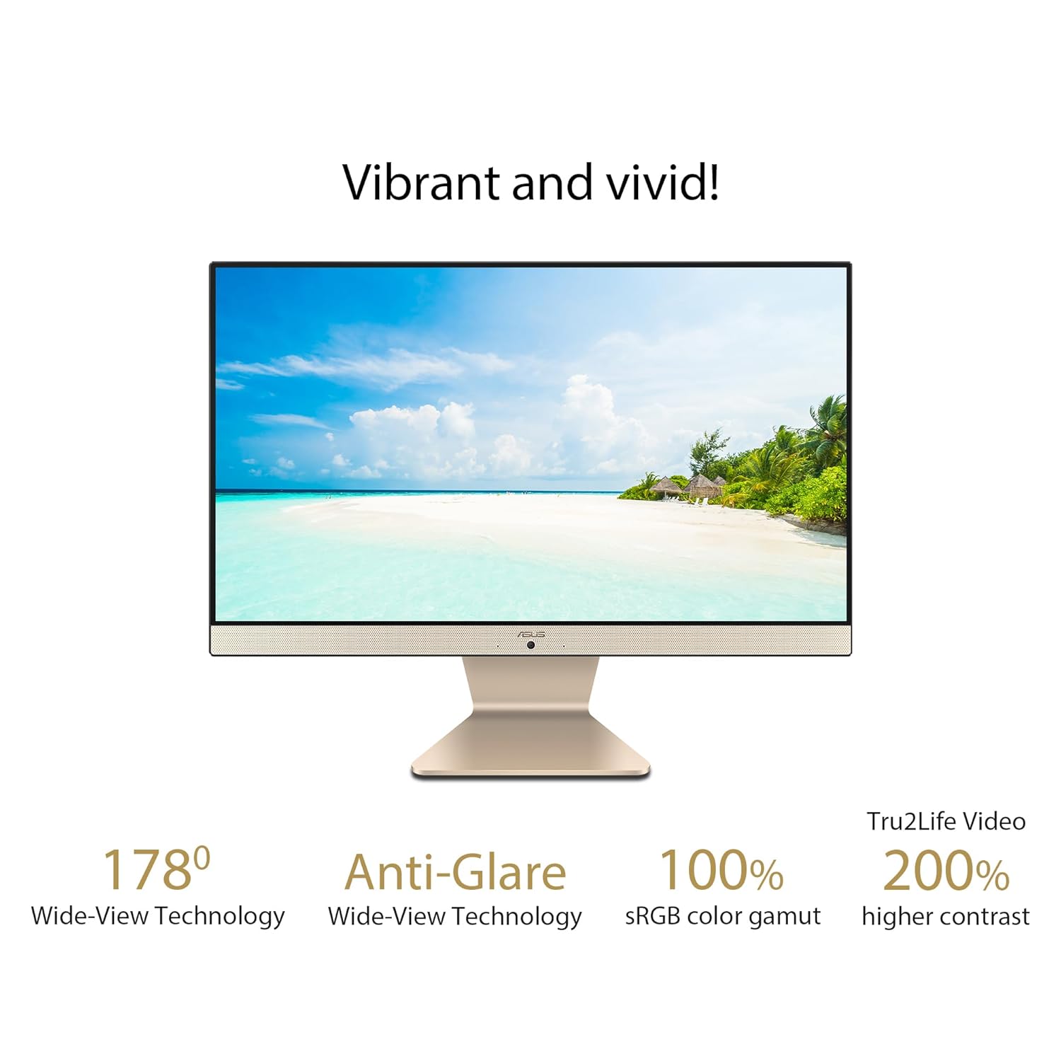 ASUS Vivo AiO V222, 4 core Intel Pentium Silver J5040, 21.5" (54.61cm), All-in-One Desktop (8GB/256GB SSD/Win11/1Year McAfee Security/Wired Keyboard & Mouse Included/Black/4.8 kg), V222GAK-BA034W
