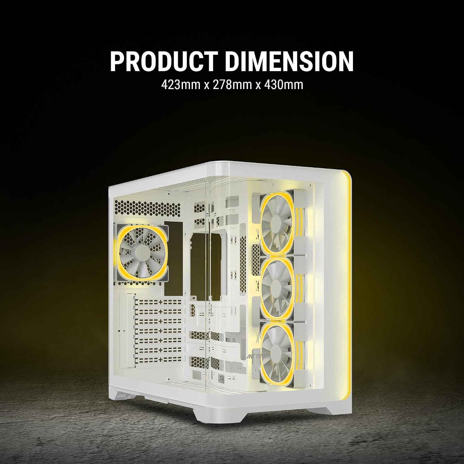 Ant Esports Crystal ARC Mid-Tower Computer Case/Gaming Cabinet - White |Front Curved Glass|Support ATX, Micro-ATX, Mini-ITX | Pre-Installed 4 ARGB-PWM Fans