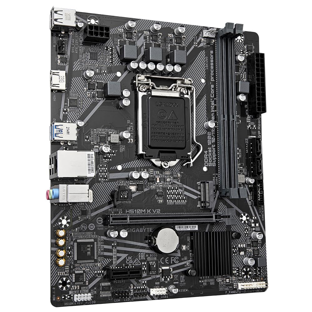 GIGABYTE H510M K V2 Motherboard | Intel H510 | Micro ATX | DDR4 | PCIe 3.0 | HDMI | USB 3.2 | Reliable Entry-Level