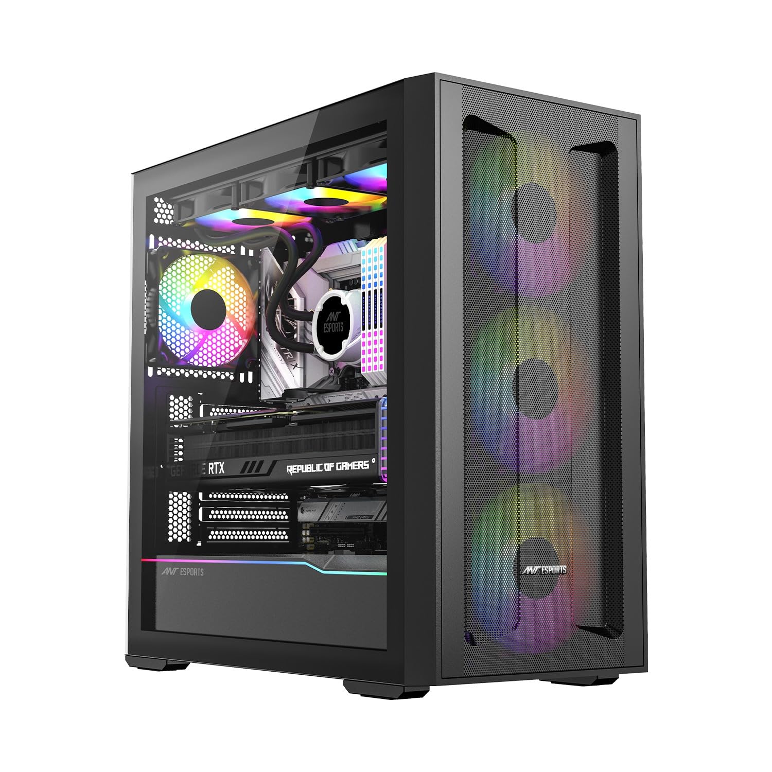 Ant Esports Titan Core 360 Mid-Tower Computer Case/Gaming Cabinet - Black | Support E-ATX, ATX, Micro-ATX, Mini-ITX | Pre-Installed 4 ARGB Fans