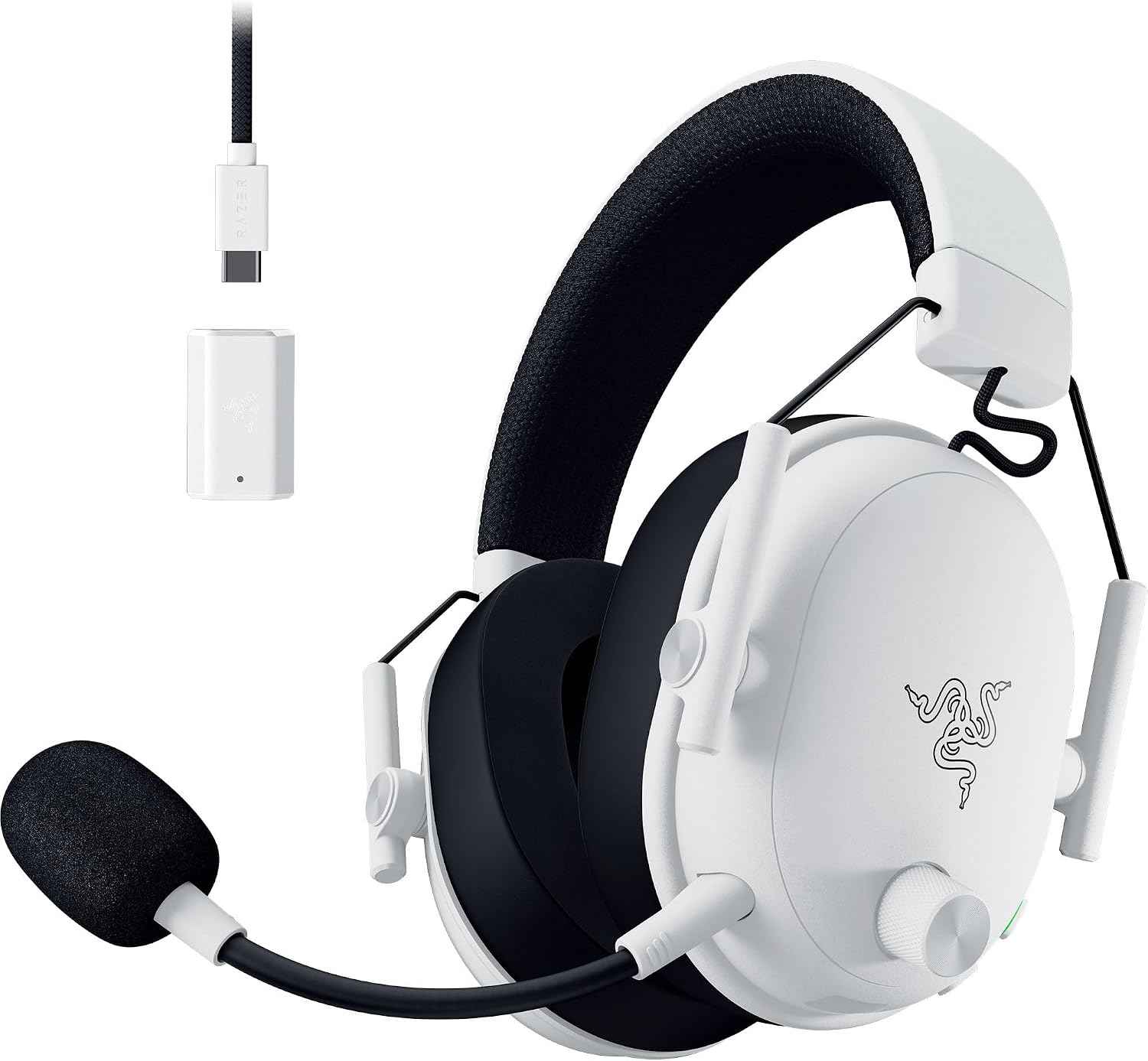 Razer BlackShark V3 Wireless PC Gaming Headset, 50mm Drivers, White | Super Wideband Mic, 2.4 GHz, Bluetooth, USB, Works with Mac, PS5, Nintendo Switch, Smartphone, 70 Hr Battery