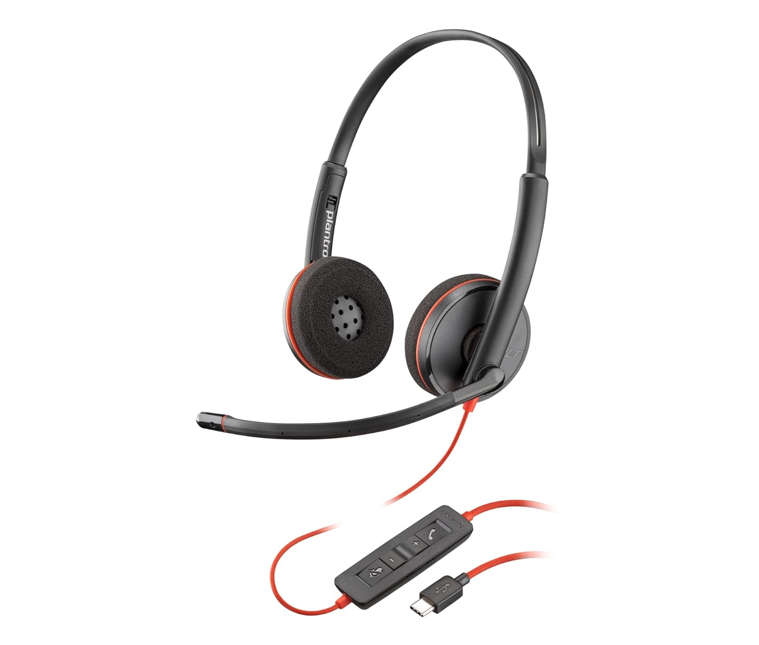 Poly Plantronics - Blackwire 3220 USB-C Wired Headphones On Ear Headset - Dual Ear (Stereo) with Boom Mic - Connect to PC/Mac Via USB-C (8X228AA)