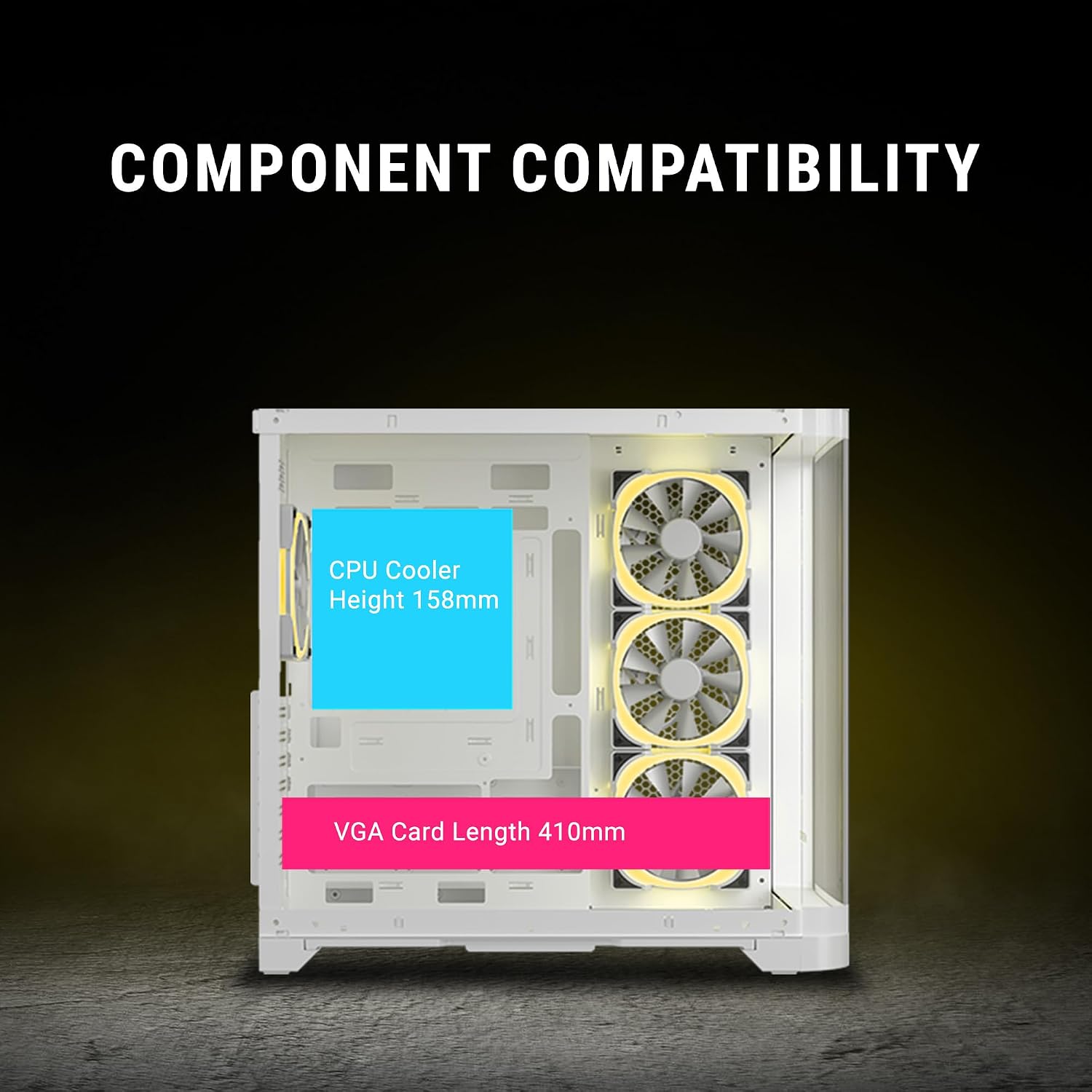 Ant Esports Crystal ARC Mid-Tower Computer Case/Gaming Cabinet - White |Front Curved Glass|Support ATX, Micro-ATX, Mini-ITX | Pre-Installed 4 ARGB-PWM Fans