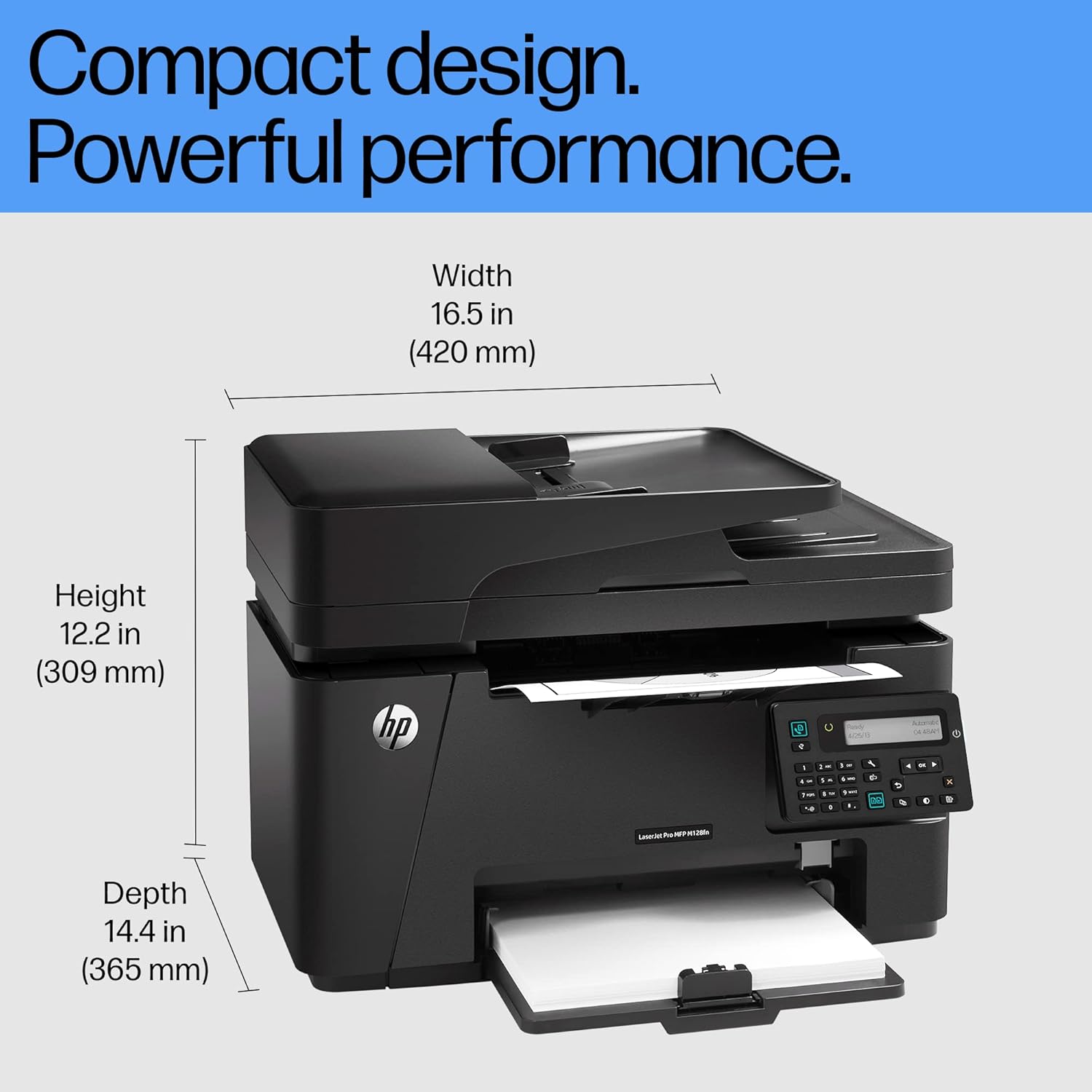 HP MFP M128Fn Laserjet Monochrome Printer: Print, Copy, Scan, Automatic Document Feeder, Ethernet, Fast Printing Upto 20Ppm, Easy and Secure Setup, 3 Year Warranty, Black