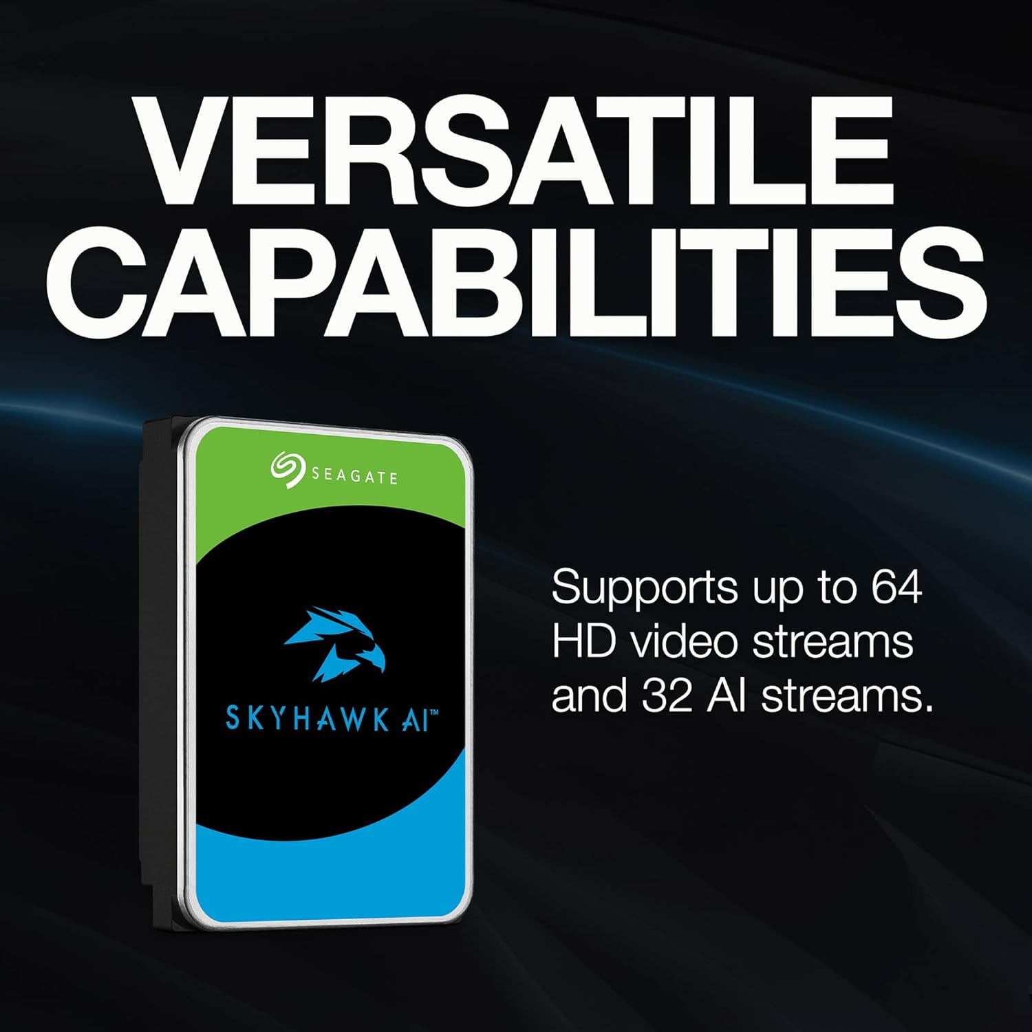 Seagate Skyhawk AI 8TB Video Internal Hard Drive HDD – 3.5 Inch SATA 6 Gb/s 256 MB Cache for DVR NVR Security Camera System with 3-Years Data Recovery Services (ST8000VE001)