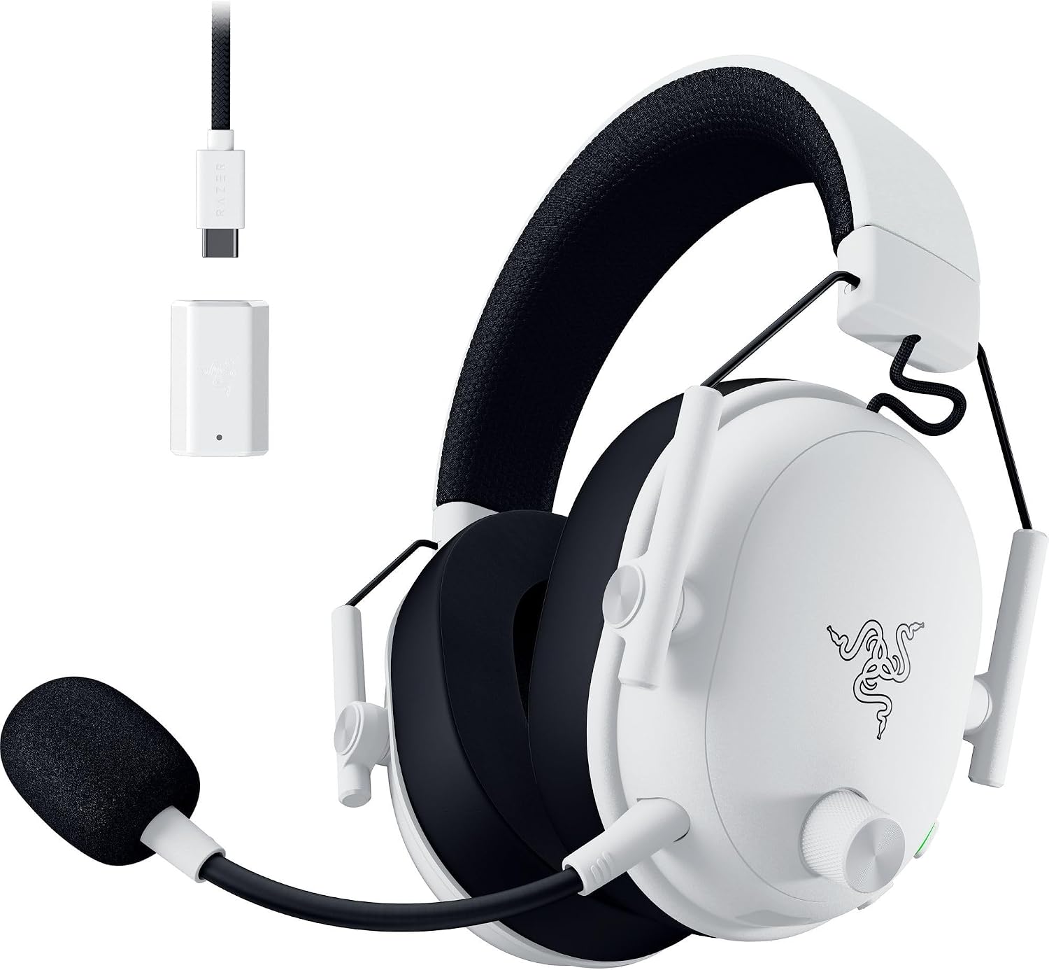 Razer BlackShark V3 Wireless PC Gaming Headset, 50mm Drivers, White | Super Wideband Mic, 2.4 GHz, Bluetooth, USB, Works with Mac, PS5, Nintendo Switch, Smartphone, 70 Hr Battery
