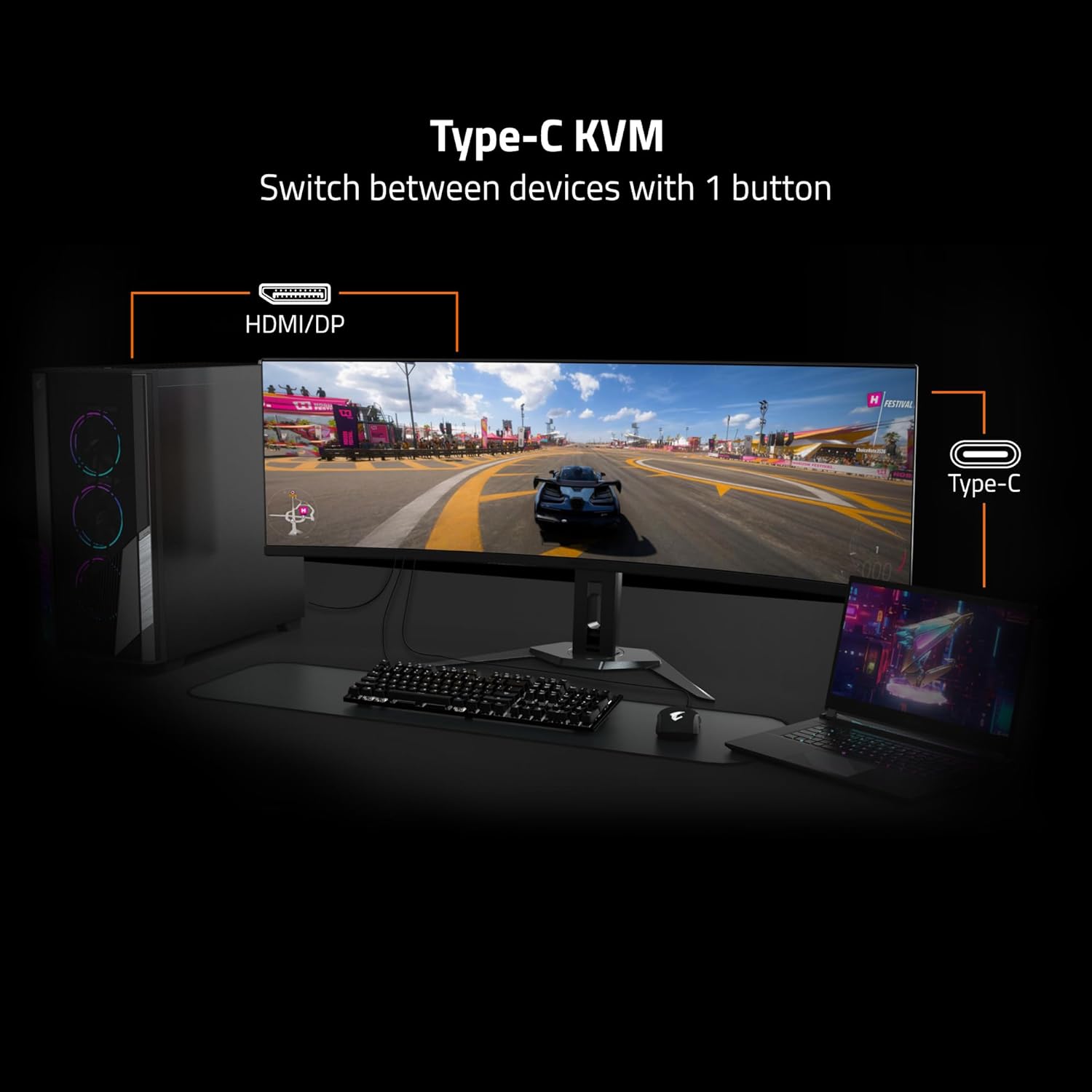GIGABYTE - AORUS FO27Q3-27" QD OLED Gaming Monitor - QHD 2560x1440-360Hz - 0.03ms GTG - AMD FreeSync Premium Pro - Type C KVM - HDMI, DP, Type C - Height Adjustable - Black