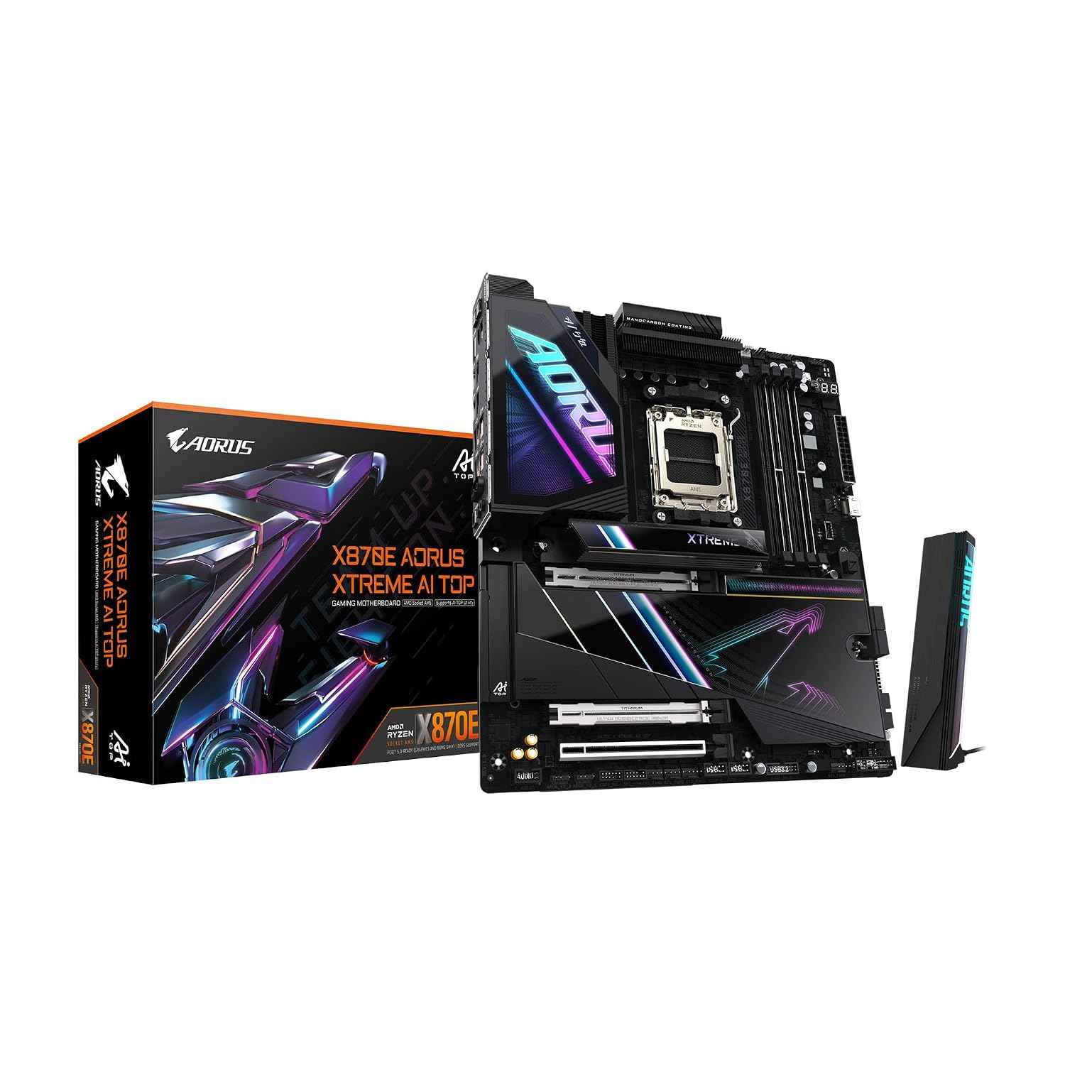 GIGABYTE X870E AORUS Xtreme AI TOP AMD AM5 Motherboard, E-ATX, DDR5, 4X M.2, PCIe 5.0, USB4, WIFI7, 10GbE LAN, EZ-Latch, 3-Year Warranty