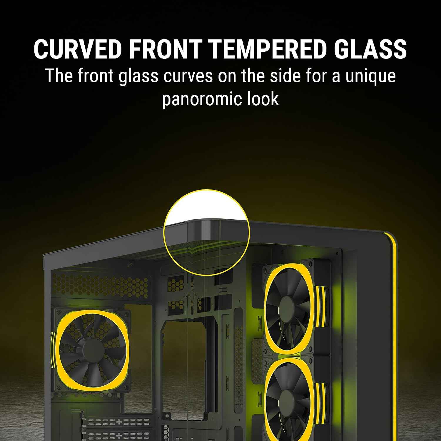 Ant Esports Crystal ARC Mid-Tower Computer Case/Gaming Cabinet - Black |Front Curved Glass|Support ATX, Micro-ATX, Mini-ITX | Pre-Installed 4 ARGB-PWM Fans