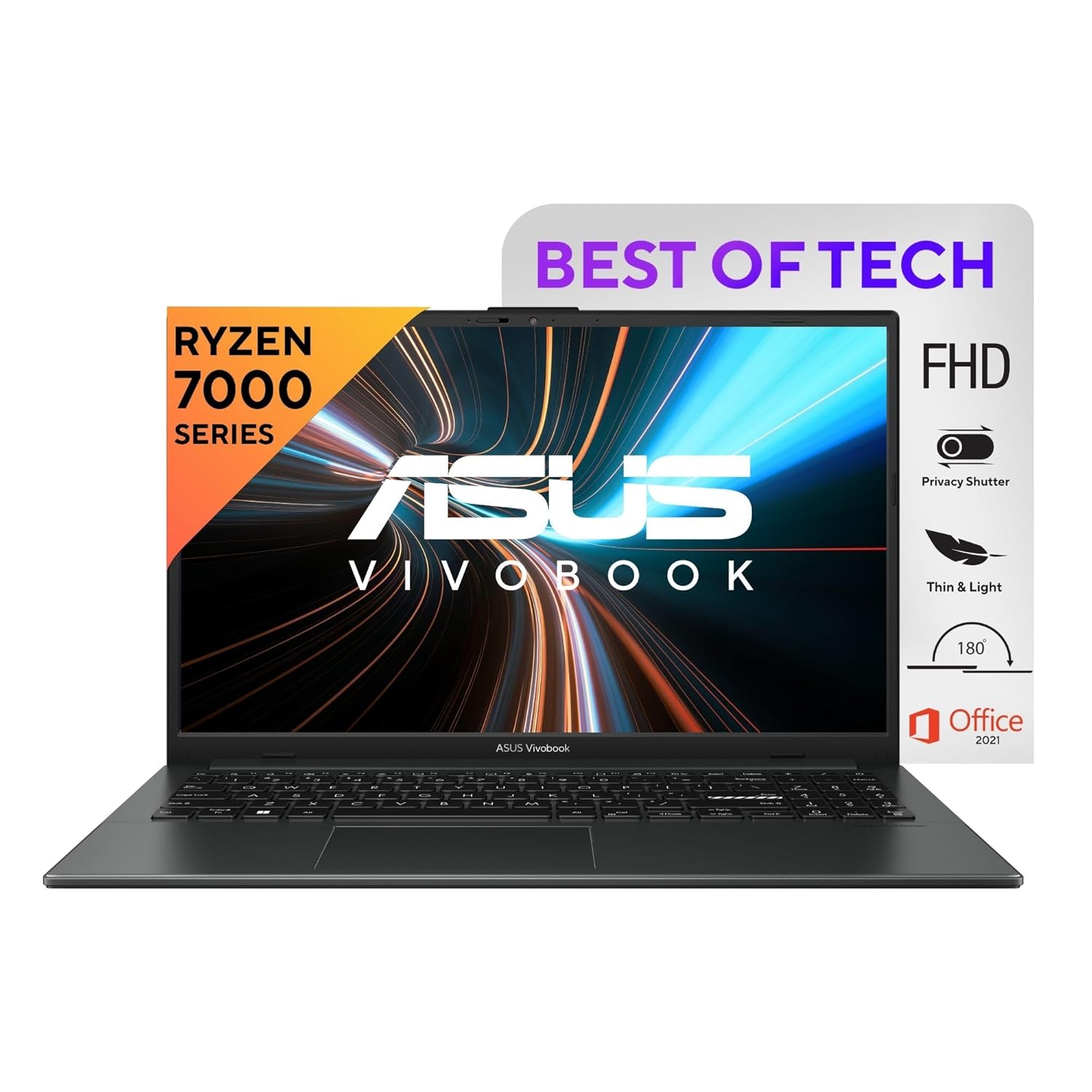 ASUS Vivobook Go 15 (2023), AMD Ryzen 5 7520U, 15.6" (39.62 cm) FHD, Thin and Light Laptop (16GB/512GB SSD/Integrated Graphics/Windows 11/Office 2021/Black/1.8 Kg), E1504FA-NJ549WS