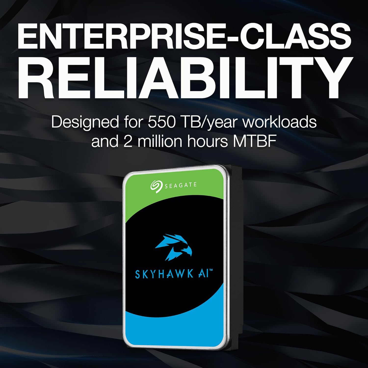 Seagate Skyhawk AI 10 TB Video Internal Hard Drive HDD – 3.5 Inch SATA 6 Gb/s 256 MB Cache for DVR NVR Security Camera System with 3-Years Data Recovery Services (ST10000VE001)