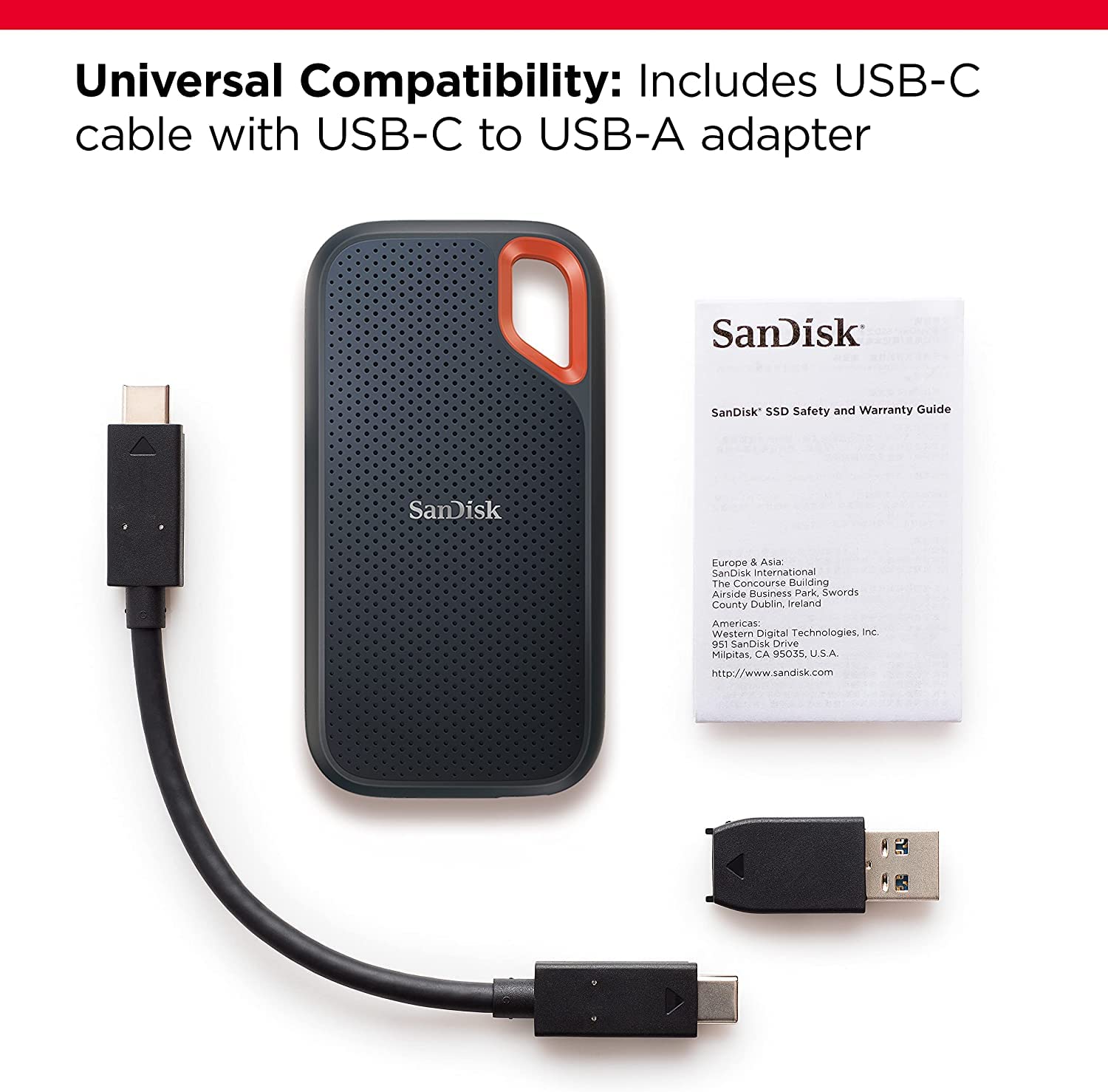 SanDisk 1TB Extreme Portable SSD 1050MB/s R, 1000MB/s W,Upto 2 Meter Drop Protection with IP55 Water/dust Resistance, HW Encryption, PC,MAC & TypeC Smartphone Compatible, 5Y Warranty, Usb,External SSD
