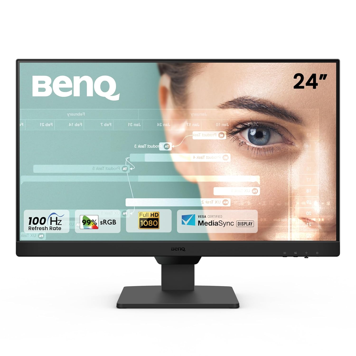 BenQ GW2490 24 Inches 1920X1080P FHD IPS Monitor| 100Hz|99% Srgb|Eye-Careu|Dual HDMI|Display Port|Bezel-Less|Eyesafe|VESA Mediasync|B.I.|Low Blue Light+| Speakers|VESA Wall Mountable(Black)
