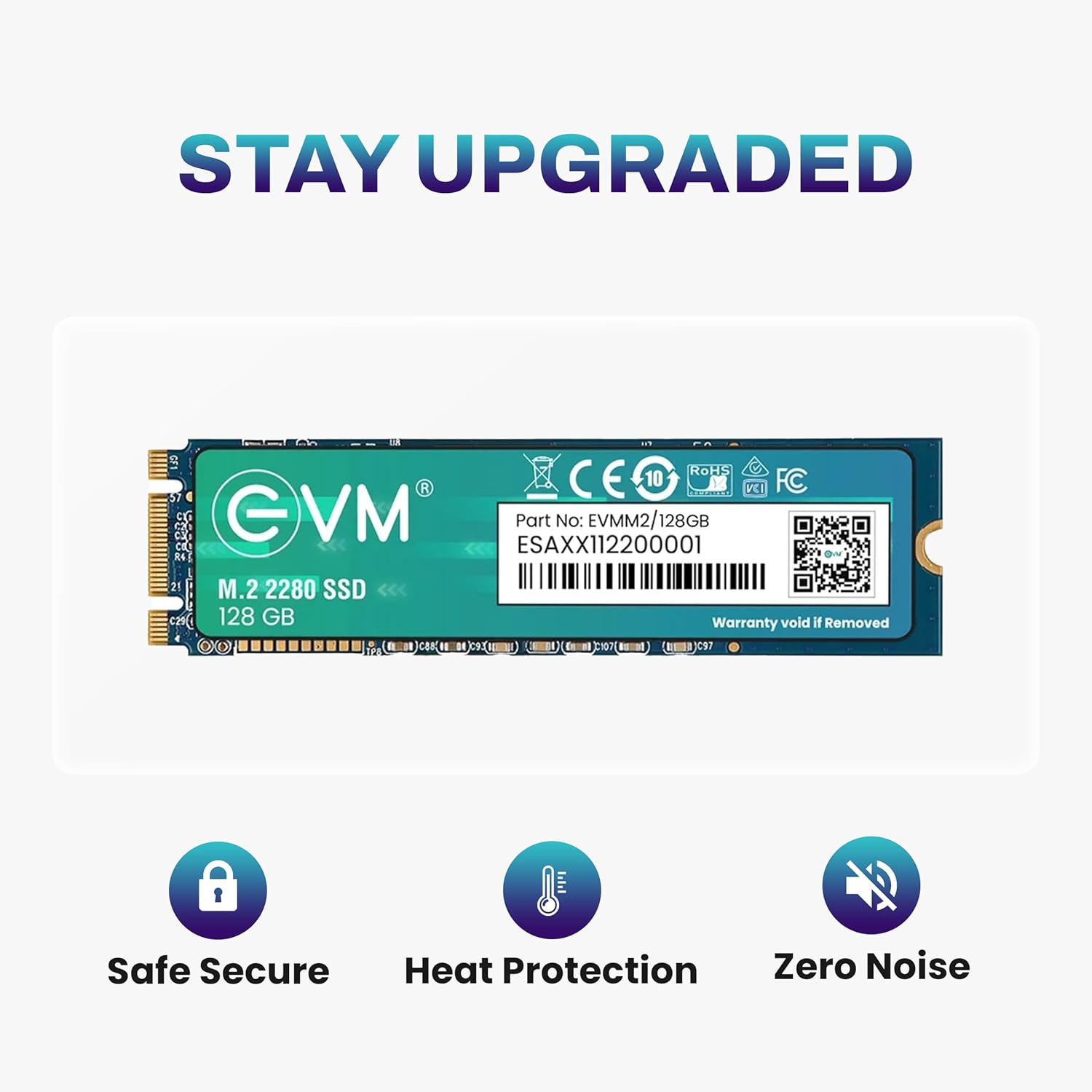 EVM 128GB M.2 (2280) SATA Internal SSD - 520MB/s Read & 370MB/s Write - 5-Year Warranty (EVMM2/128GB)