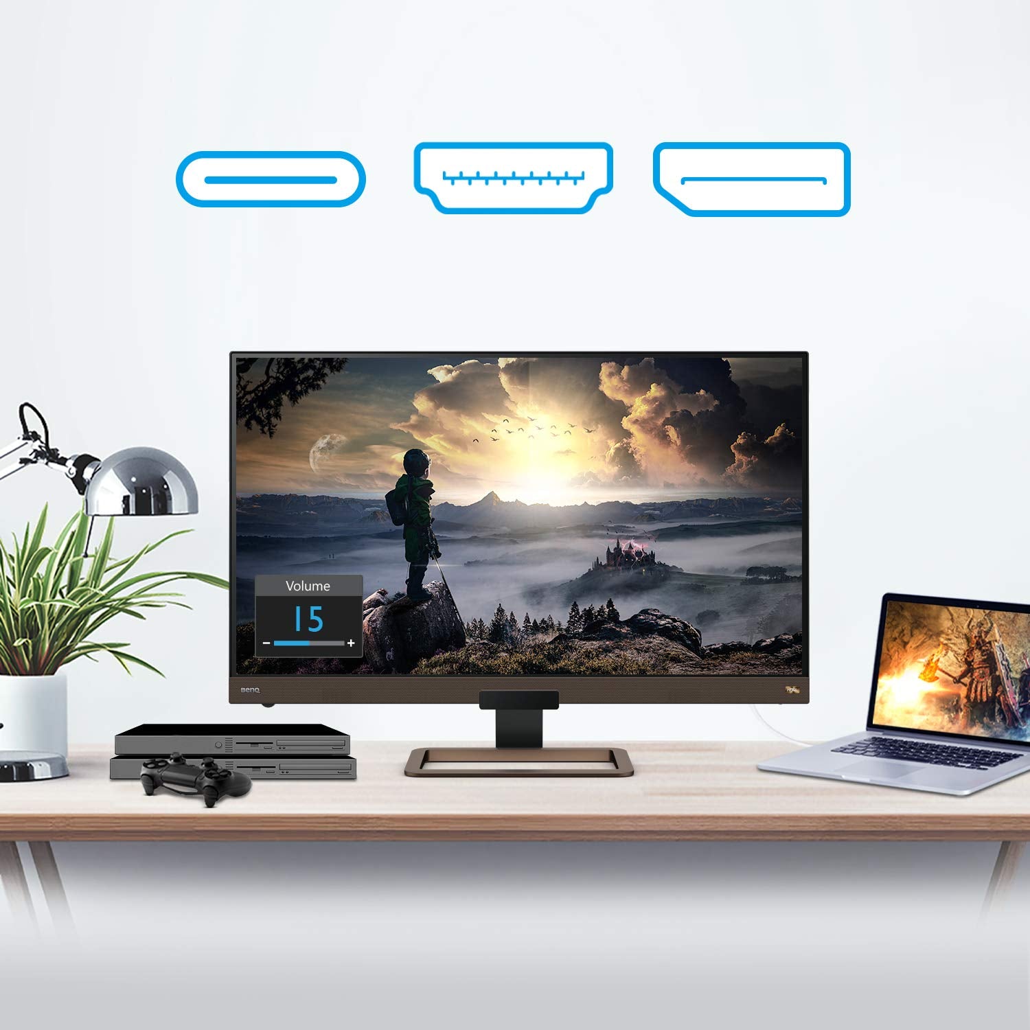 BenQ EW3280U 32"(81 cm) 3840x 2160 4K IPS HDR10| 95% DCI-P3 | USB-C(60W PD)| treVolo Speaker (5W Woofer)| Remote| VESA HDR400| EyeCare| AMDFreesync| HDMI| DP (Metallic Brown-Black)