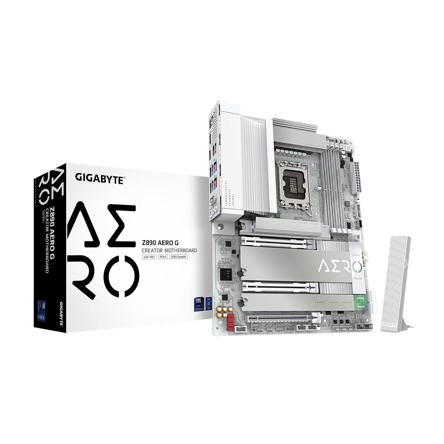 GIGABYTE Z890 AERO G Intel Core Ultra (Series 2) LGA 1851 Motherboard, ATX, DDR5, 5xM.2, PCIe 5.0, Thunderbolt 4, WIFI7, Dual 2.5Gbe LAN, EZ-Latch
