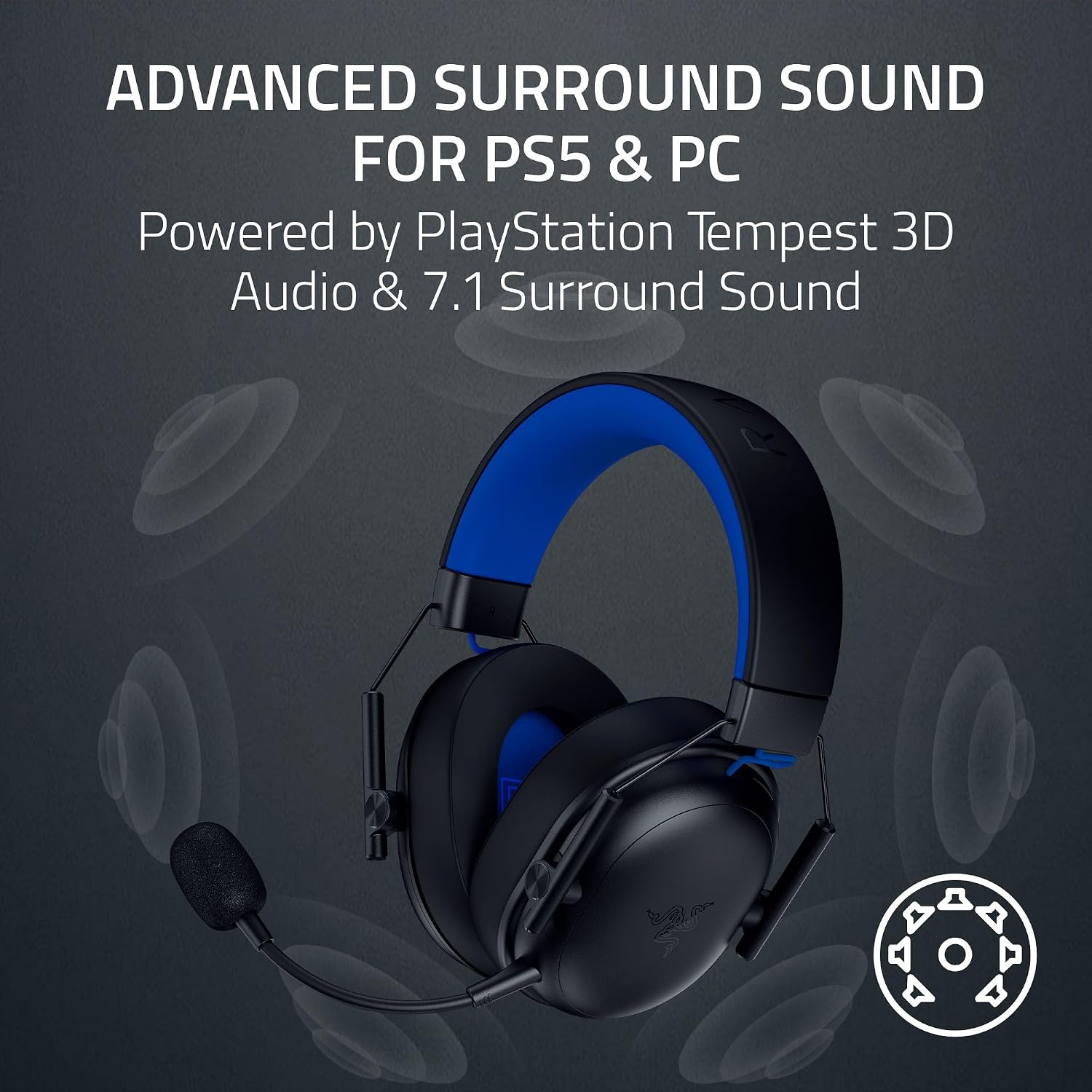 Razer BlackShark V3 X HyperSpeed Wireless Gaming Headset for PS5: 50mm Drivers - Cardioid Microphone - 2.4GHz, Bluetooth - Works with PC, Mac, Nintendo Switch, Smartphone - Long Battery Life