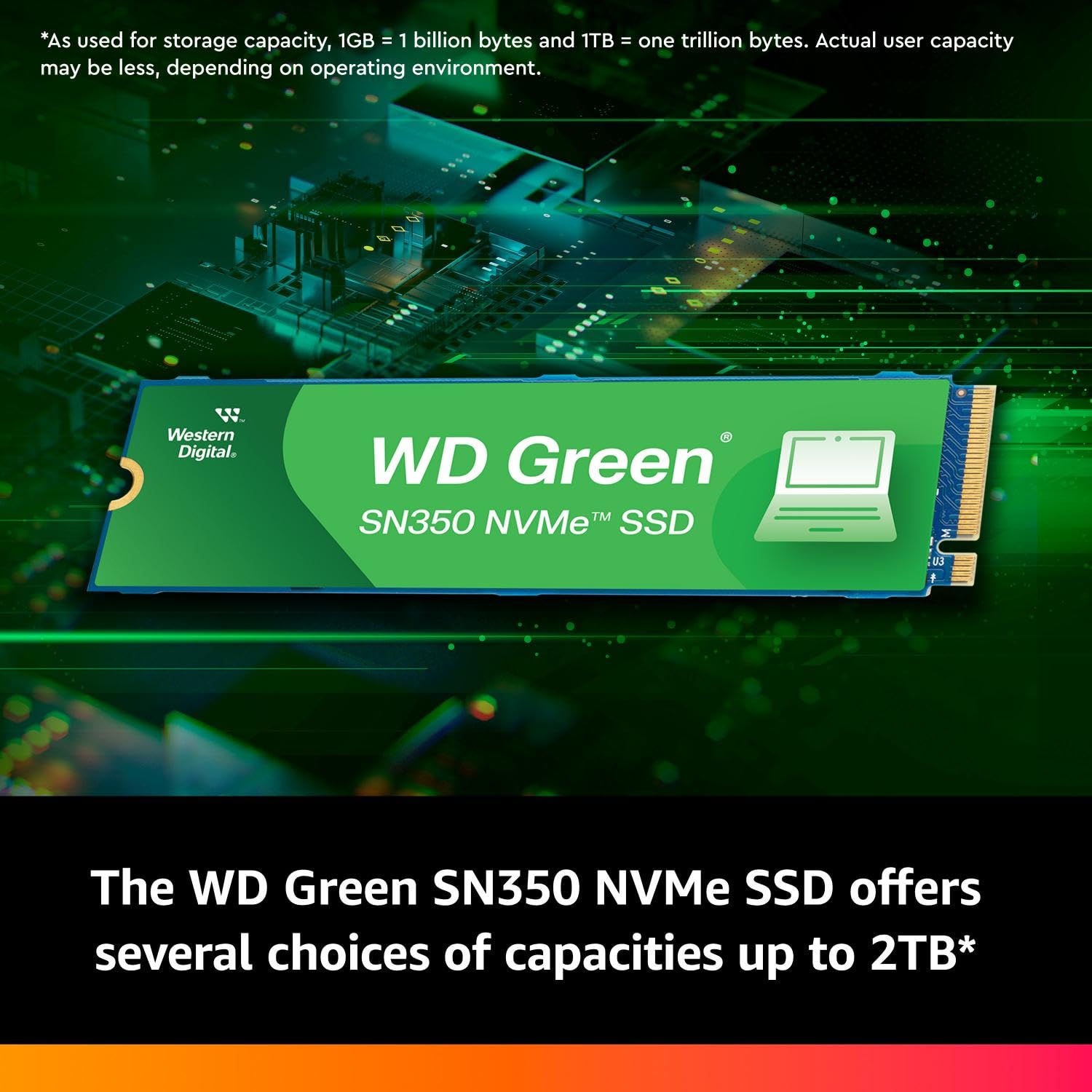 Western Digital WD Green SN350 NVMe 250GB, Upto 2400MB/s, 3 Y Warranty, PCIe Gen 3 NVMe M.2 (2280), Internal Solid State Drive (SSD) (WDS250G2G0C), Green