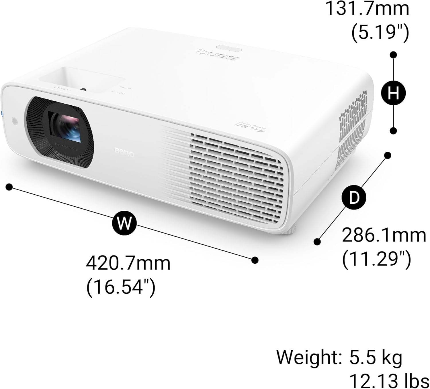 BenQ LH750 1080P 5000 Lumens Business Projector DLP LED Full HD, 98% REC.709, SmartEco Power Saving, Wi-Fi, Dual HDMI, 2D & Auto Keystone,, 4K HDR Compatible, Screen Casting, 30,000 hours lightsource