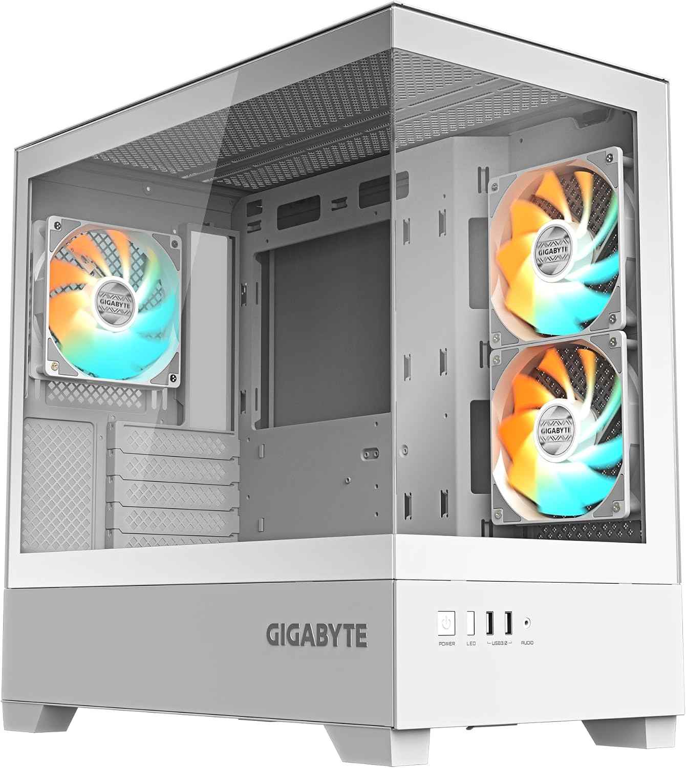 GIGABYTE C201 Panoramic ICE PC Case - Mid Tower, m-ATX, 360mm Radiator Support, 3 Pre-Installed Fans, USB 3.0, Support RGB Fusion
