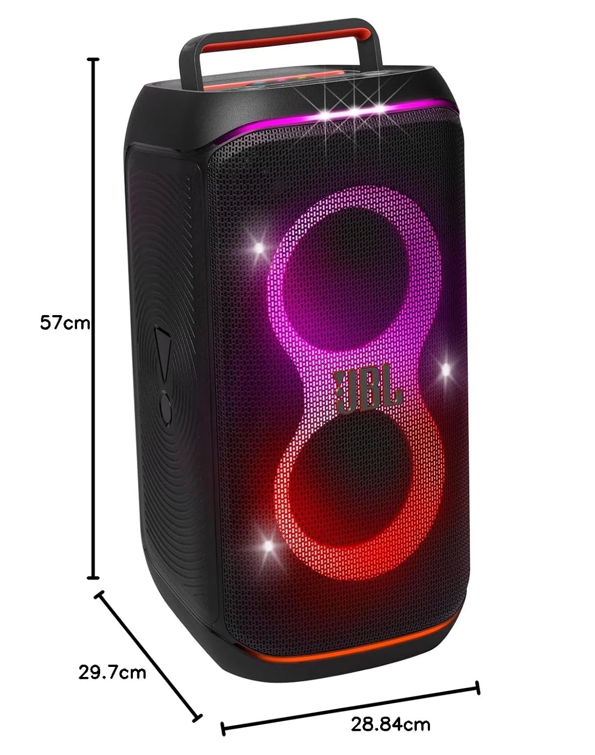 JBL Partybox 120 Wireless Bluetooth 160W Party Speaker, AI Sound Boost, Futuristic Light Show, Upto 12Hrs Playtime,Multispeaker Connection by Auracast, Guitar & Mic Input, Splashproof (Black) - Zapnet.in