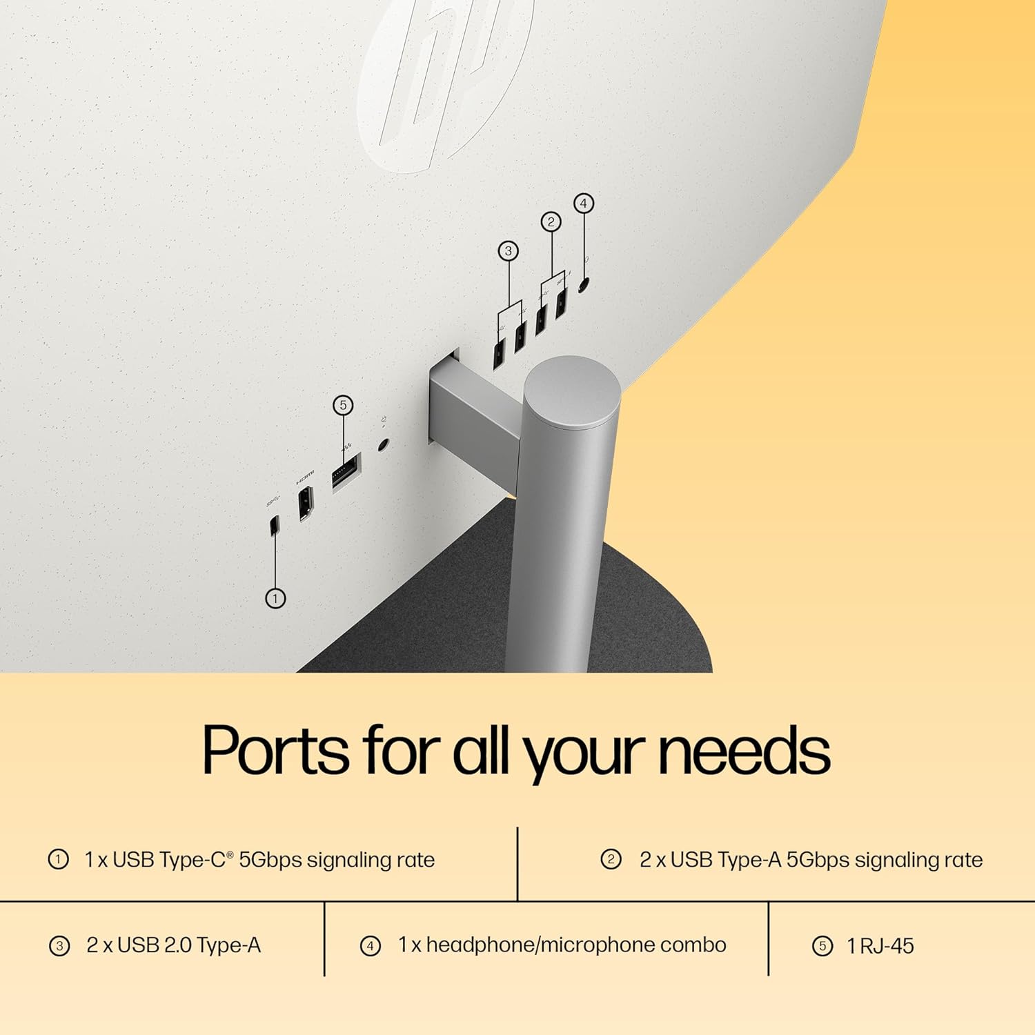 HP All-in-One Desktop 24 PC, AMD Ryzen 5 7520U, 16 GB LPDDR5, 512GB SSD, 60.5 cm (23.8"), Dual 2W Speakers,Windows 11,MSO, Shell White, 5.27 kg, 24-cr0025in - Zapnet.in