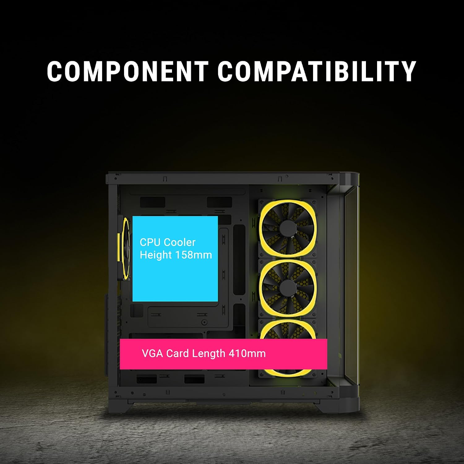 Ant Esports Crystal ARC Mid-Tower Computer Case/Gaming Cabinet - Black |Front Curved Glass|Support ATX, Micro-ATX, Mini-ITX | Pre-Installed 4 ARGB-PWM Fans