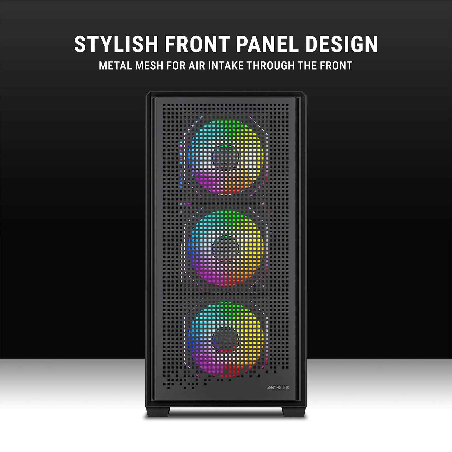 Ant Esports EVO 360 Lite Mid-Tower Computer Case/Gaming Cabinet - Black | Support E-ATX, ATX, Micro-ATX, Mini-ITX | Pre-Installed 4 ARGB Fans