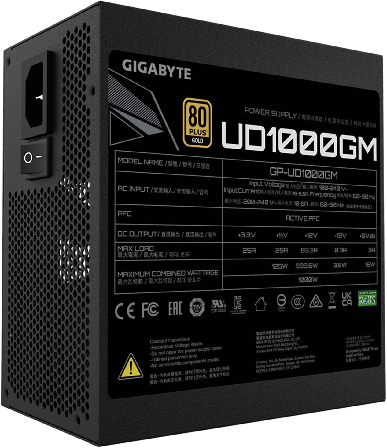 GIGABYTE GP-UD1000GM 1000W 80 Plus Gold Certified Fully Modular Power Supply
