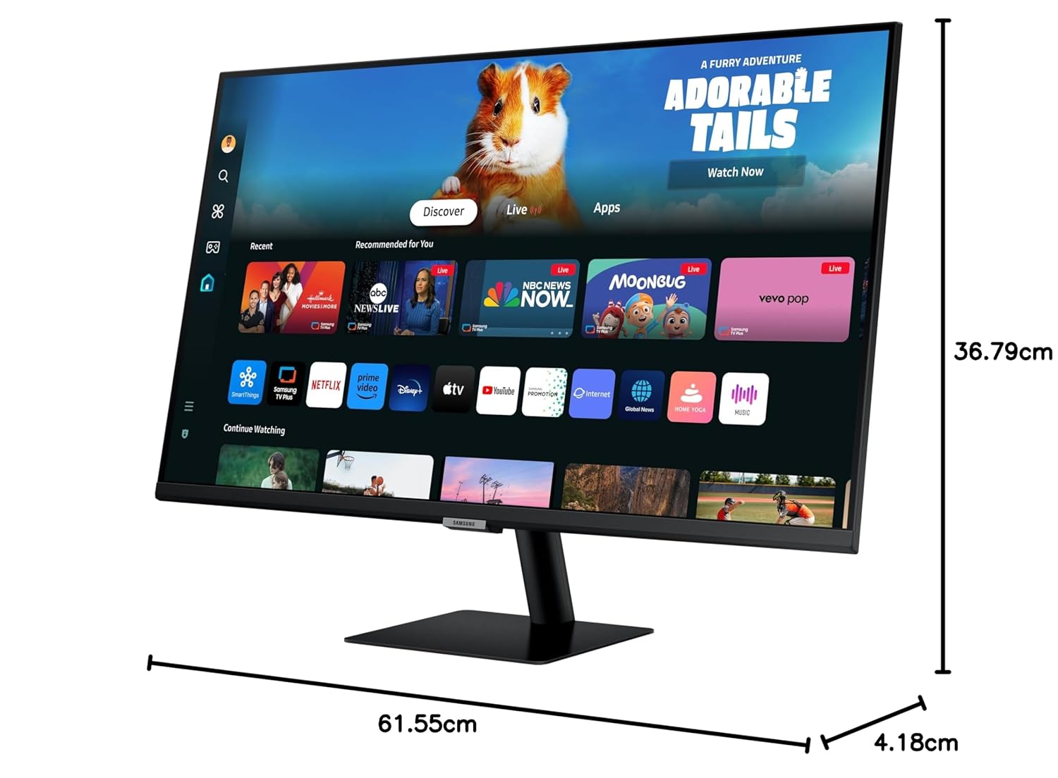 Samsung 27" (68.6cm) M5 Smart Monitor with Smart TV Experience|FHD 1920 x 1080|Bezeless|OTT Apps|IoT Hub|Office 365|Workout Tracker|Speakers|Remote|Wi-Fi|Bluetooth|LS27DM500EWXXL|Black
