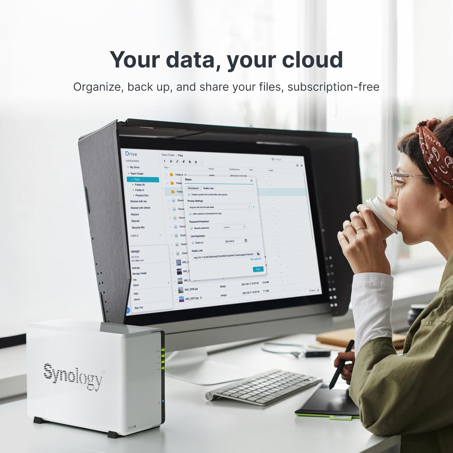 Synology DS223j 2-Bay Diskstation NAS (Realtek RTD1619B 4-Core 1.7 GHz 1GB DDR4 Ram 1xRJ-45 1GbE LAN-Port)