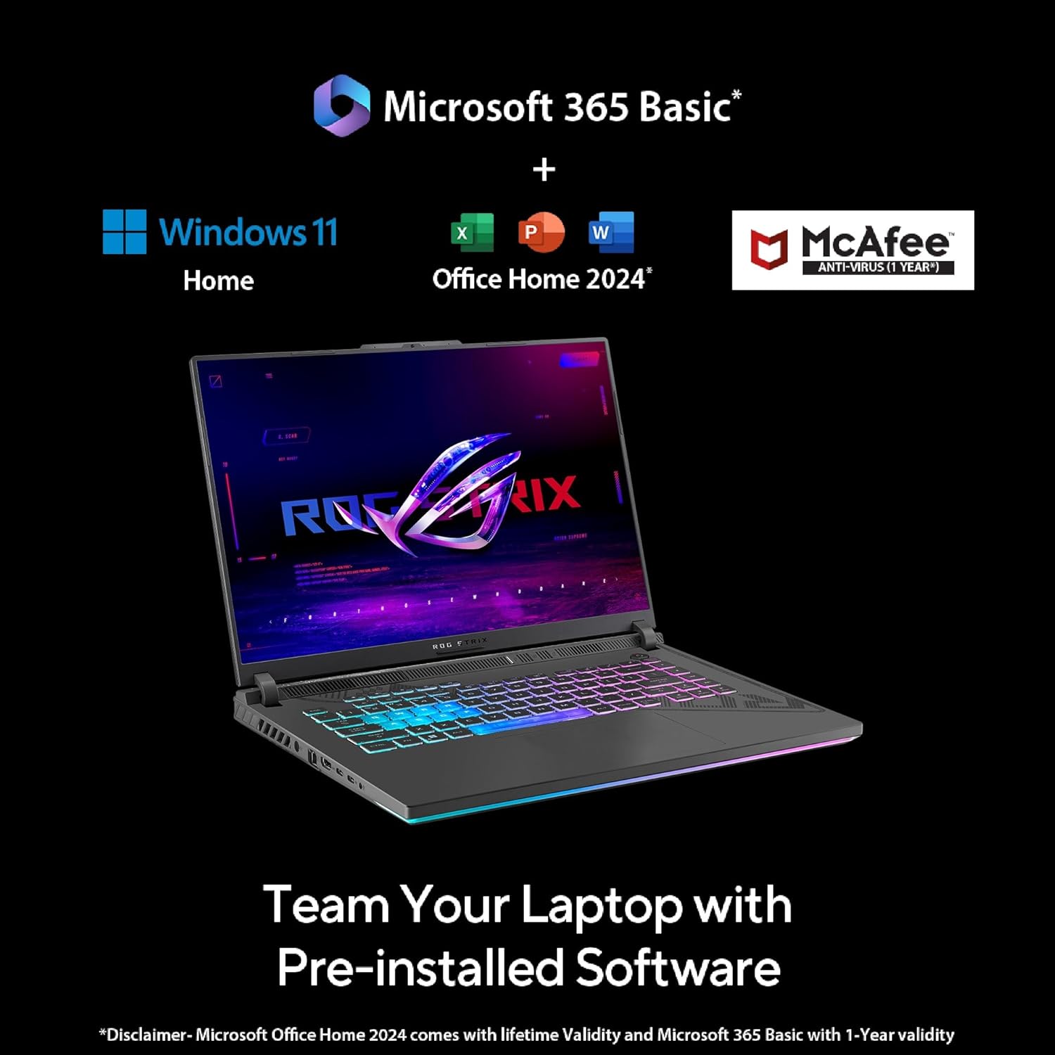 ASUS [Smartchoice] ROG Strix G16, 16"(40.64cm) FHD+ 165Hz, 13th Gen Core i7-13650HX,Gaming Laptop(16GB RAM/1TB SSD/NVIDIA GeForce RTX 4060 /Windows 11/Office 21/Eclipse Gray/2.50 Kg), G614JV-N3474WS