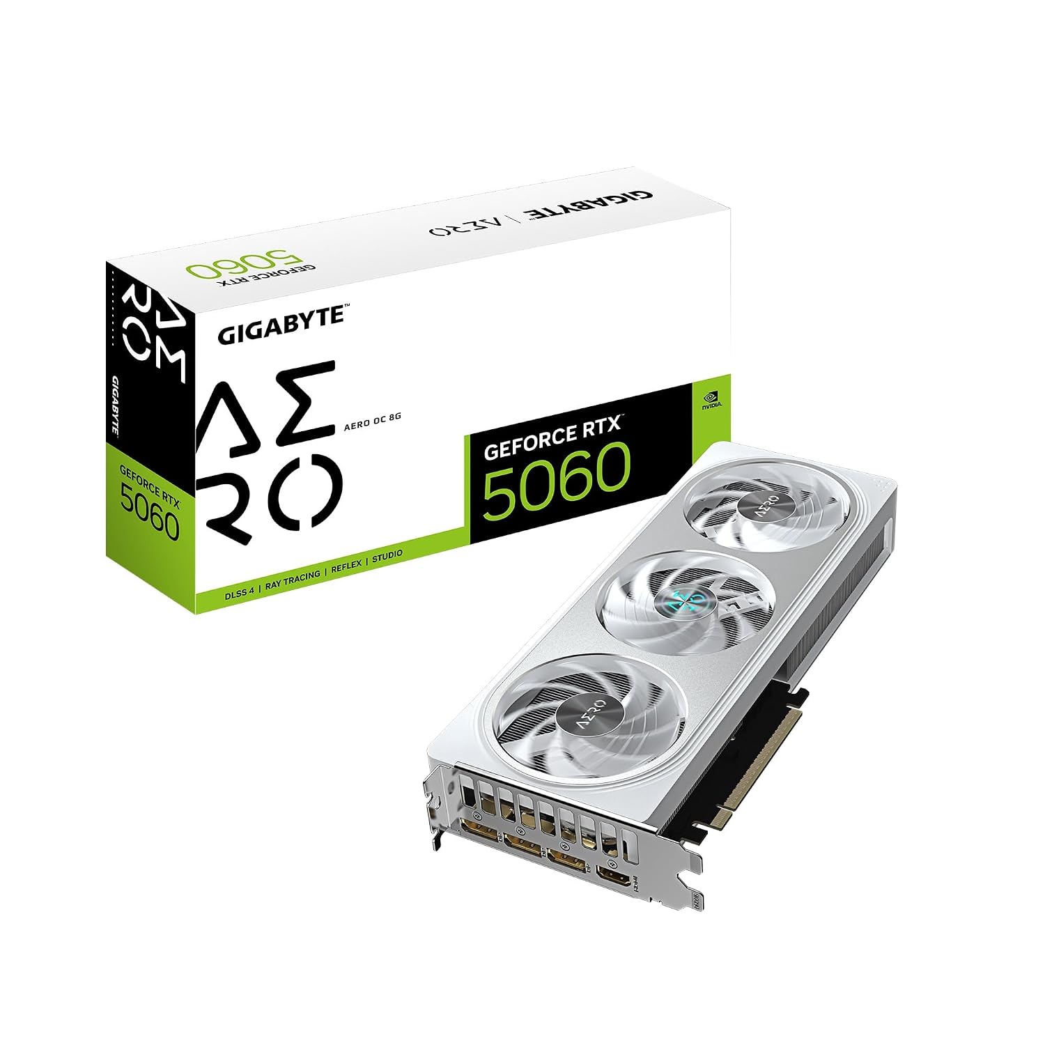 GIGABYTE GeForce RTX 5060 AERO OC 8G Graphics Card, 8GB 128-bit GDDR7, PCIe 5.0, WINDFORCE Cooling System, GV-N5060AERO OC-8GD Video Card