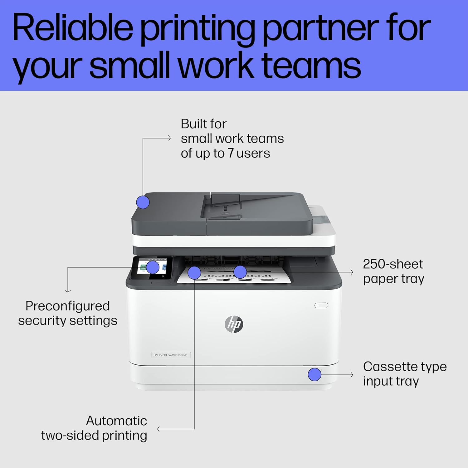 HP Laserjet 3104fdn Duplex Printer: Print, Copy, Scan, High Speed USB, Ethernet, Fast Printing Upto 33ppm, Easy and Secure Setup