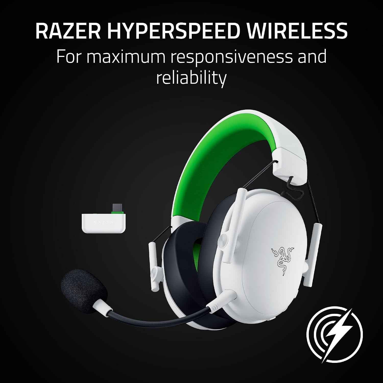Razer BlackShark V3 X HyperSpeed Wireless Gaming Headset for Xbox: 50mm Drivers - Cardioid Mic - 2.4 GHz, Bluetooth - Works with PC, Mac, Nintendo Switch, Smartphone - Long Battery Life - White