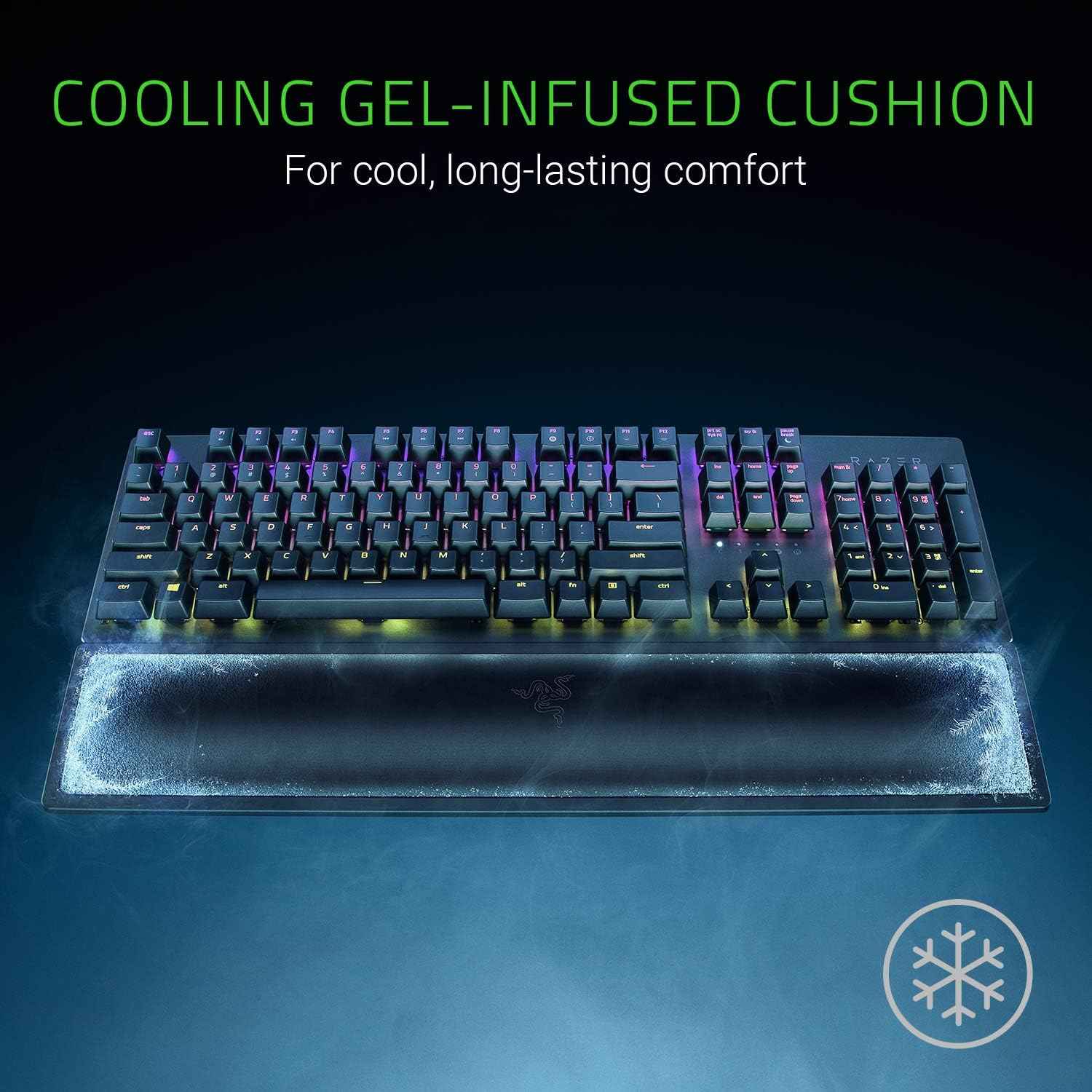 Razer Ergonomic Wrist Rest Pro for Full-Sized Keyboards, Black | Cooling Gel Infused, Anti-Slip Rubber Base, Angled Incline