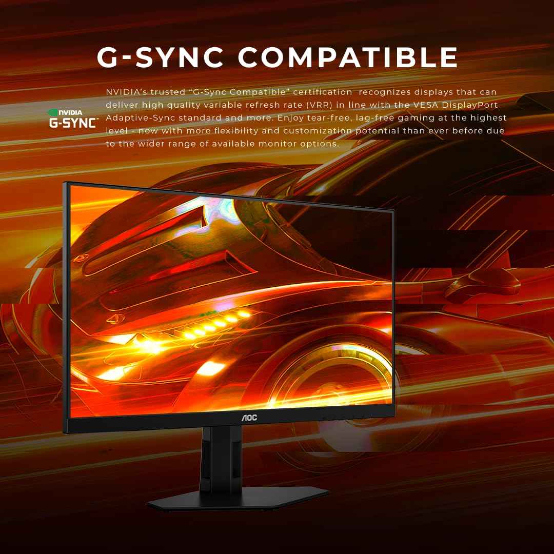 AOC 27G4E 27 Inch Gaming Monitor 1920x1080 Fast IPS, 180Hz Refresh Rate, Color Gamut-sRGB 128%, HDR10, 0.5ms (MPRT), Adaptive Sync, HDMI 2.0 & Display Port Connectivity, 178° Wide Viewing Angle