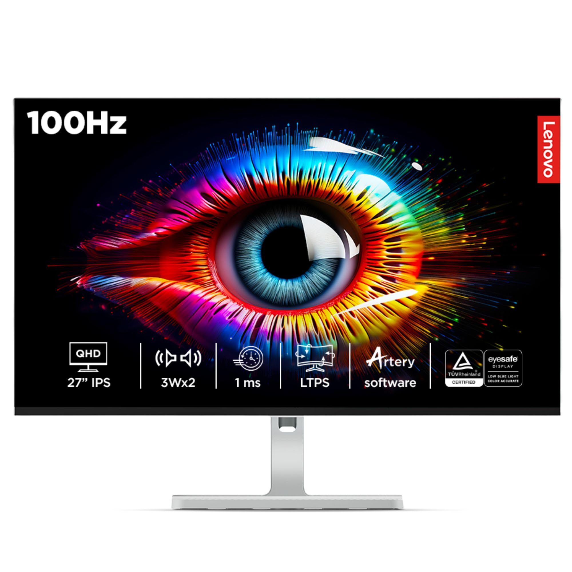 Lenovo L-Series 27 inch (68.58cm) FHD IPS Monitor |16.7m Colors, AMD FreeSync, USB-C Port, 3Wx2 Speakers, HDMI, VGA, PD-45W, Tilt Swivel Pivot Height Adjust Stand for Home & Office, L27m-30 Black