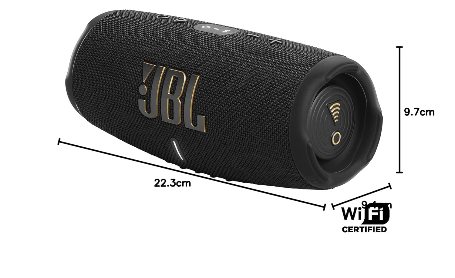 JBL Charge 5 Wi-Fi, Wireless Portable Bluetooth Speaker, Original Pro Sound, 20 Hours Playtime, Deep Bass, Built-in Powerbank, Wi-Fi with AirPlay, IP67 Water & Dustproof, One App (Black) - Zapnet.in
