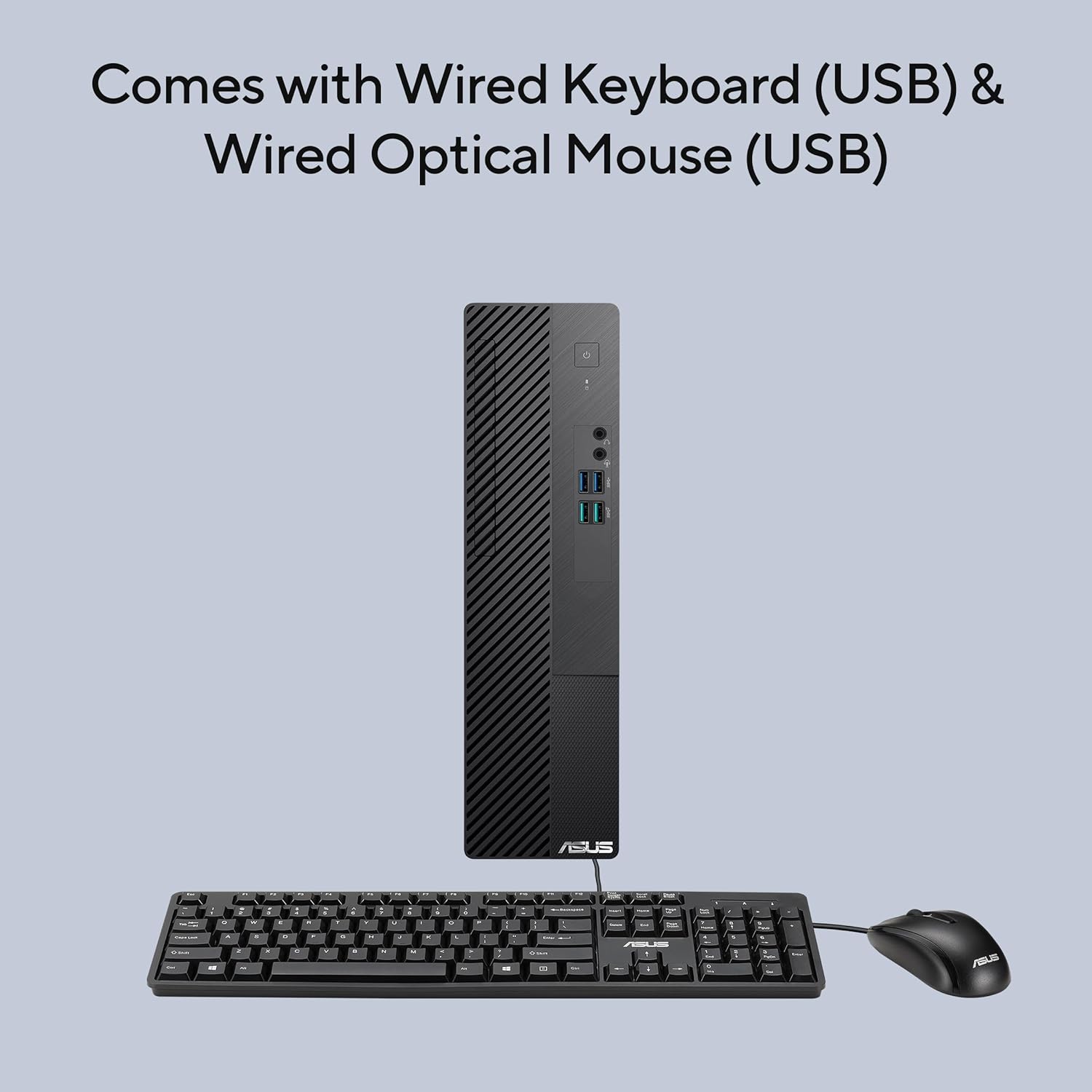 ASUS S500SD, 4 core, Intel Core i3-12100, Tower PC (8GB RAM/256GB SSD/Integrated Graphics/Windows 11 + MS Office/with Keyboard & Mouse//Black/5 Kg), S500SD-312100016WS