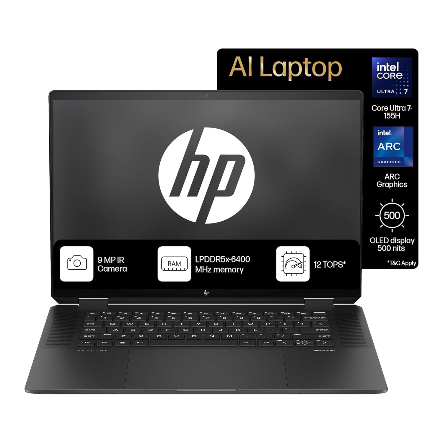 HP Spectre x360, Enhanced by AI, Intel Core Ultra 7 155H, 16-inch (40 ...
