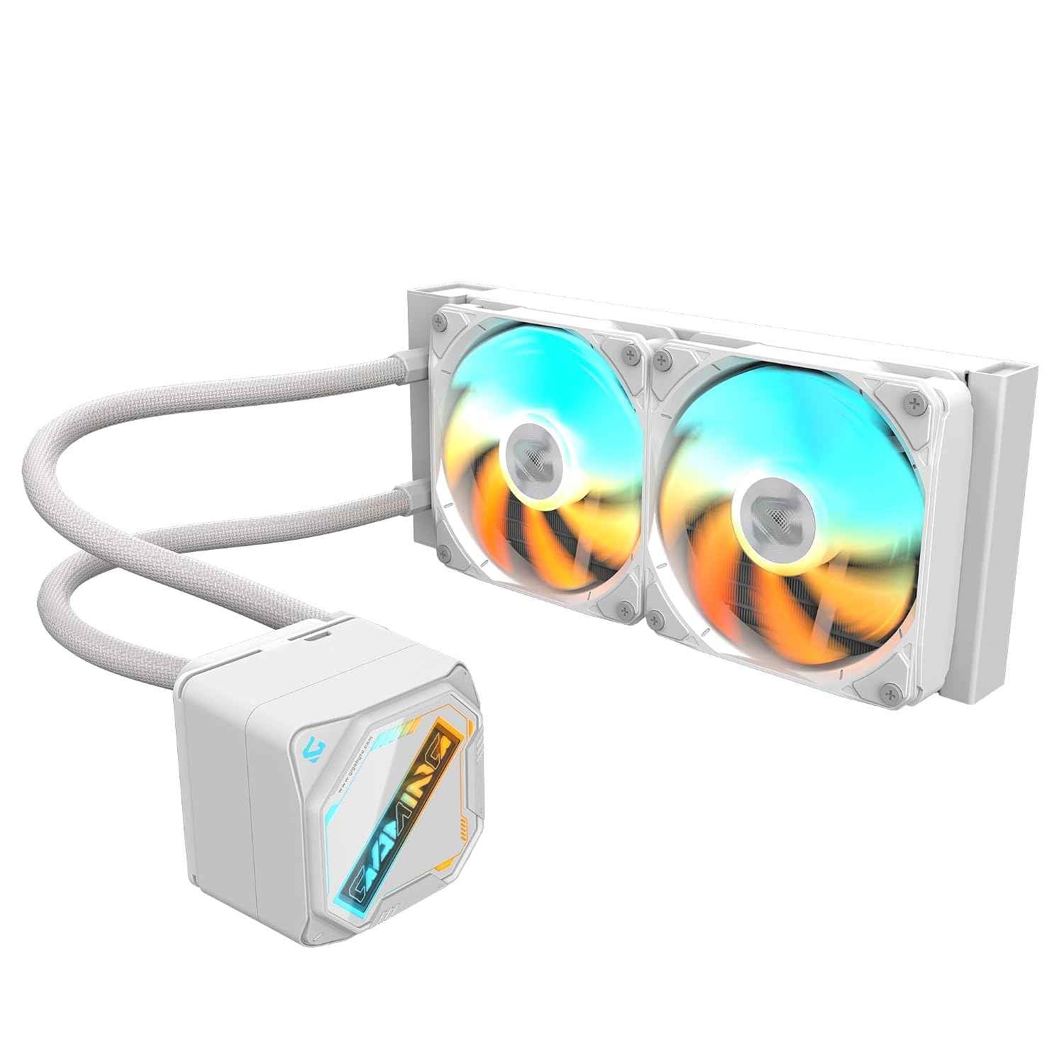 GIGABYTE GME 240I AIO Liquid CPU Cooler | 240mm Radiator | Dual ARGB PWM Fans | Silent Cooling | Anti-Leak Tech | Intel & AMD Compatible | Braided Tubes | Black Edition