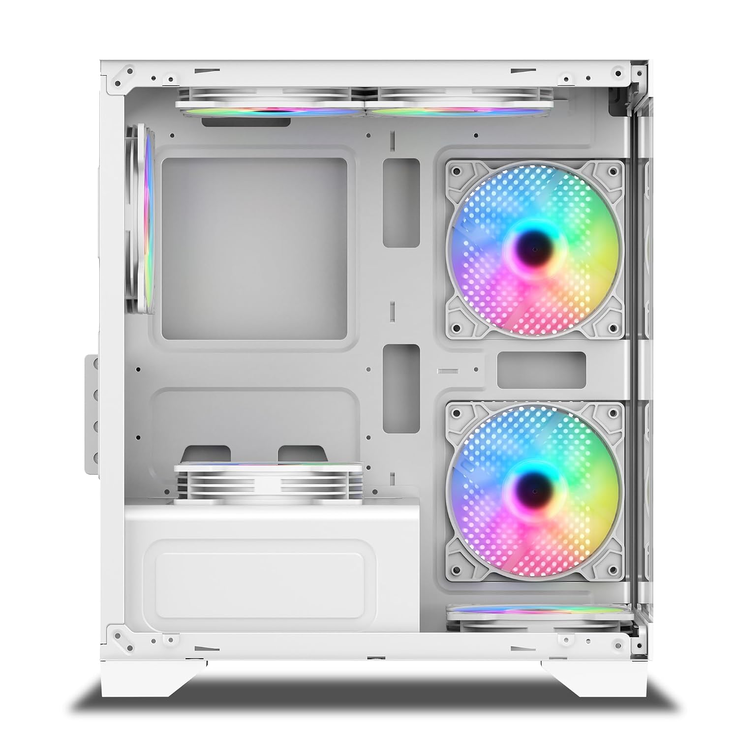 Ant Value Tempered_Glass CV200 Mid-Tower Computer Case/Gaming Cabinet - White | Support M-ATX, M-ITX | Pre-Installed 3 Static RGB Fans