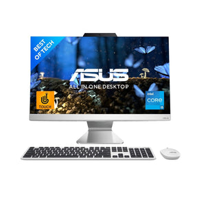 ASUS AiO A3 Series, 23.48" FHD Touch Screen, Intel Core i5-1235U 12th Gen, All-in-One Desktop (8GB/512GB SSD/Windows 11/Office 2021/with Wireless Keyboard & Mouse/White/5.40 kg), A3402WBA-TWA020WS
