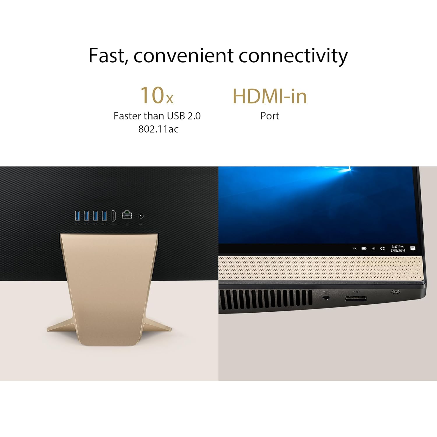 ASUS Vivo AiO V222, 4 core Intel Pentium Silver J5040, 21.5" (54.61cm), All-in-One Desktop (8GB/256GB SSD/Win11/1Year McAfee Security/Wired Keyboard & Mouse Included/Black/4.8 kg), V222GAK-BA034W