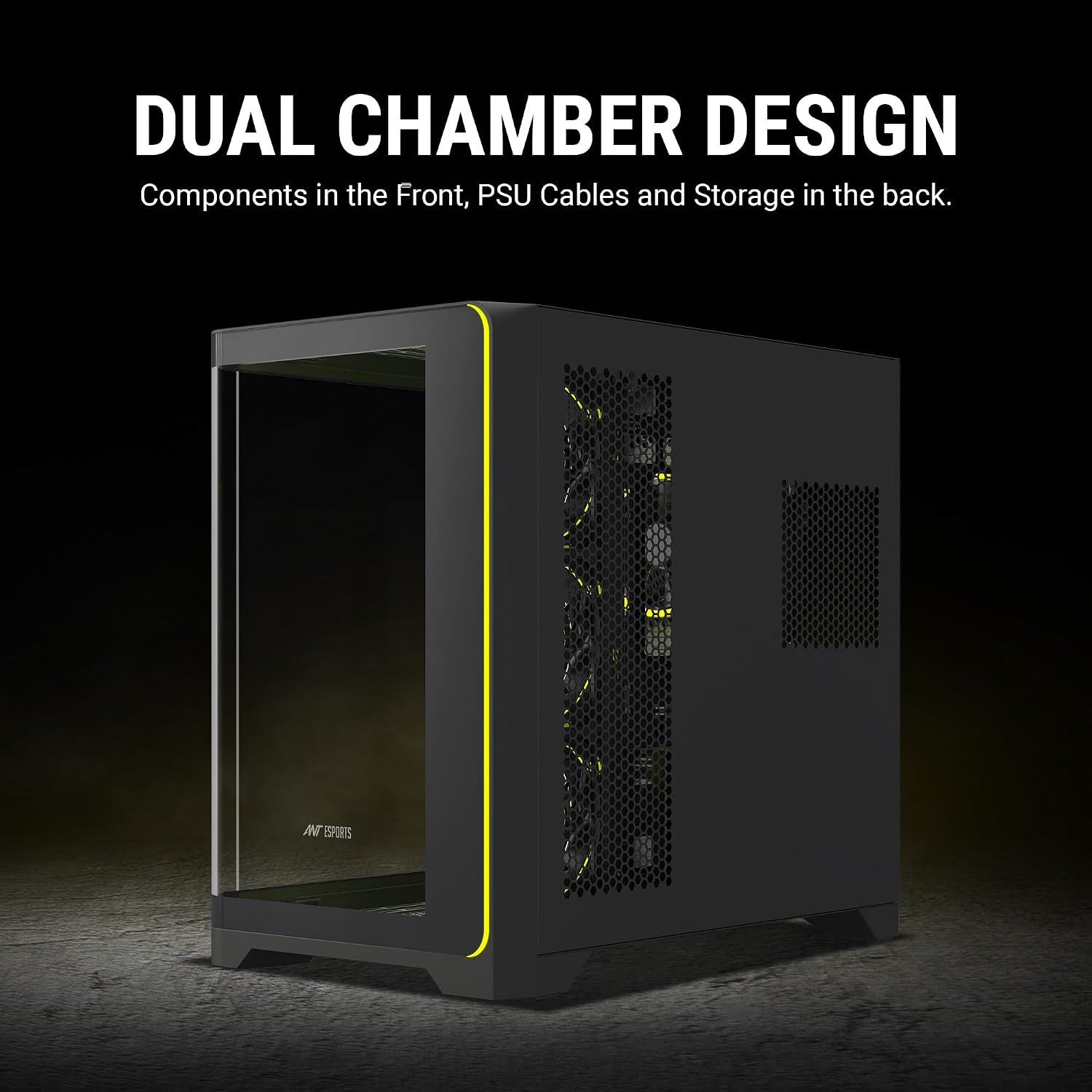Ant Esports Crystal ARC Mid-Tower Computer Case/Gaming Cabinet - Black |Front Curved Glass|Support ATX, Micro-ATX, Mini-ITX | Pre-Installed 4 ARGB-PWM Fans